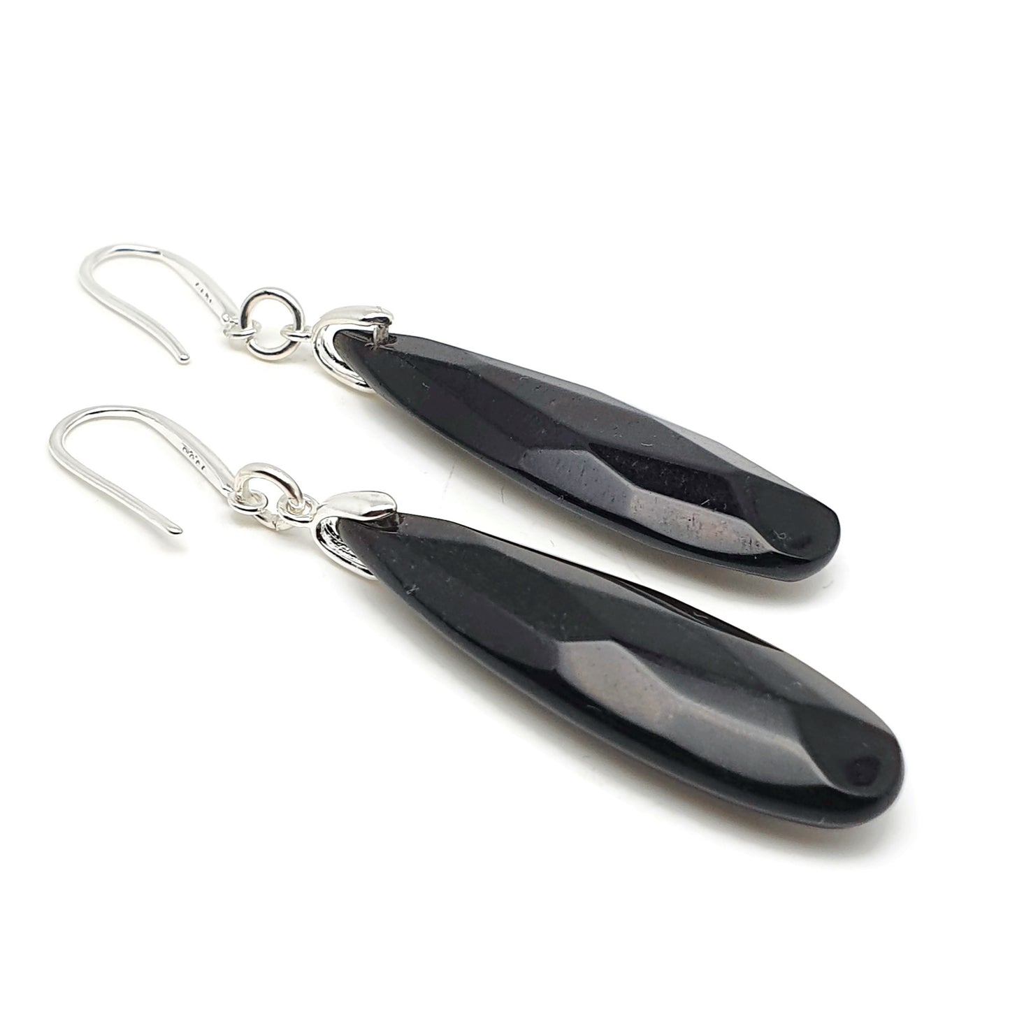 Natural Gemstone Teardrop Earrings Long Dangle Drop