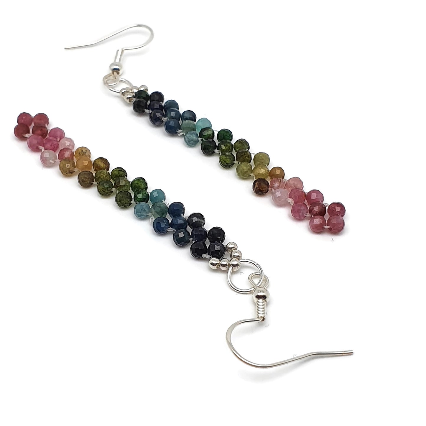 Beaded Gemstone Earrings Long Dangle Drop