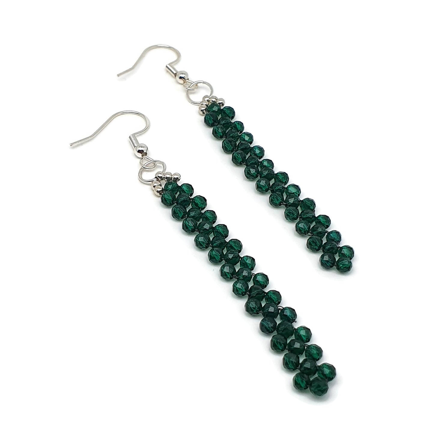 Beaded Gemstone Earrings Long Dangle Drop