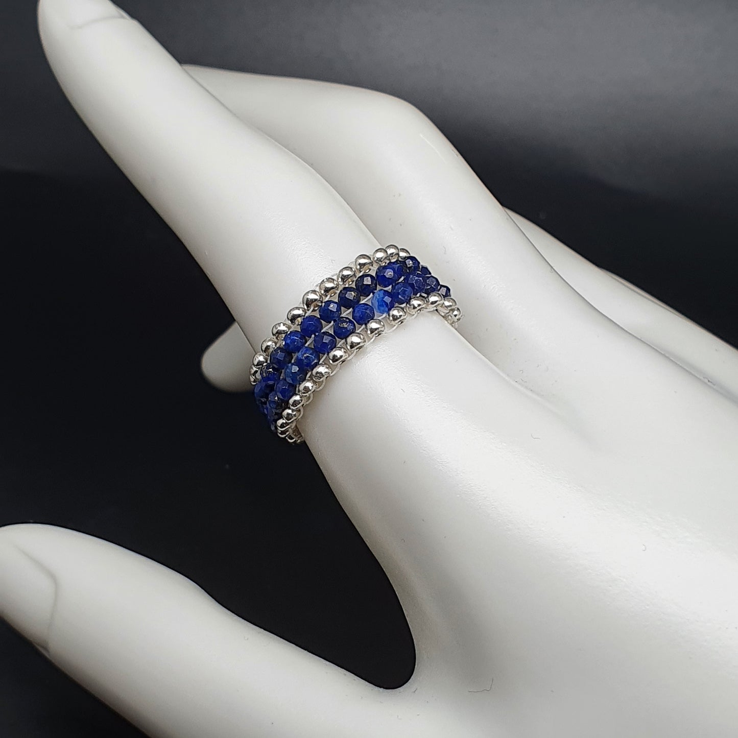 Metal Free Beaded Gemstone Ring Band Peyote Stitch