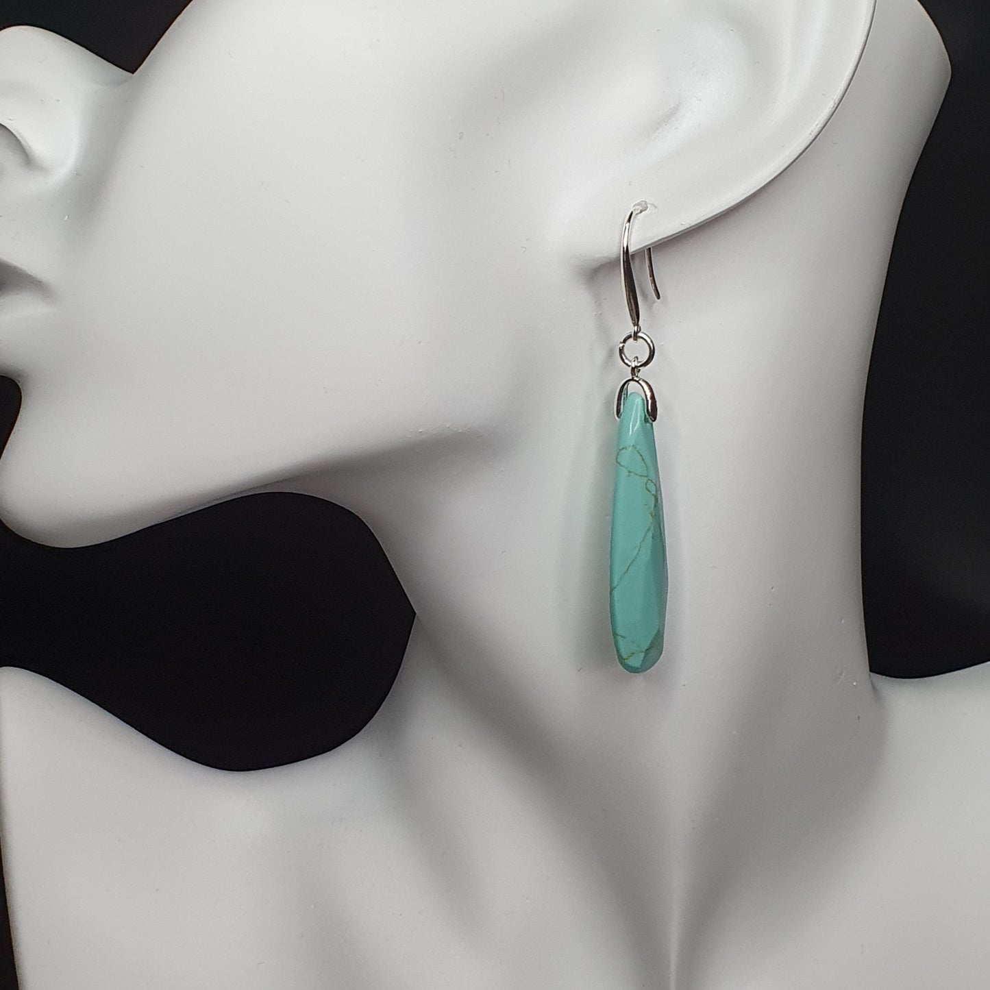 Natural Gemstone Teardrop Earrings Long Dangle Drop