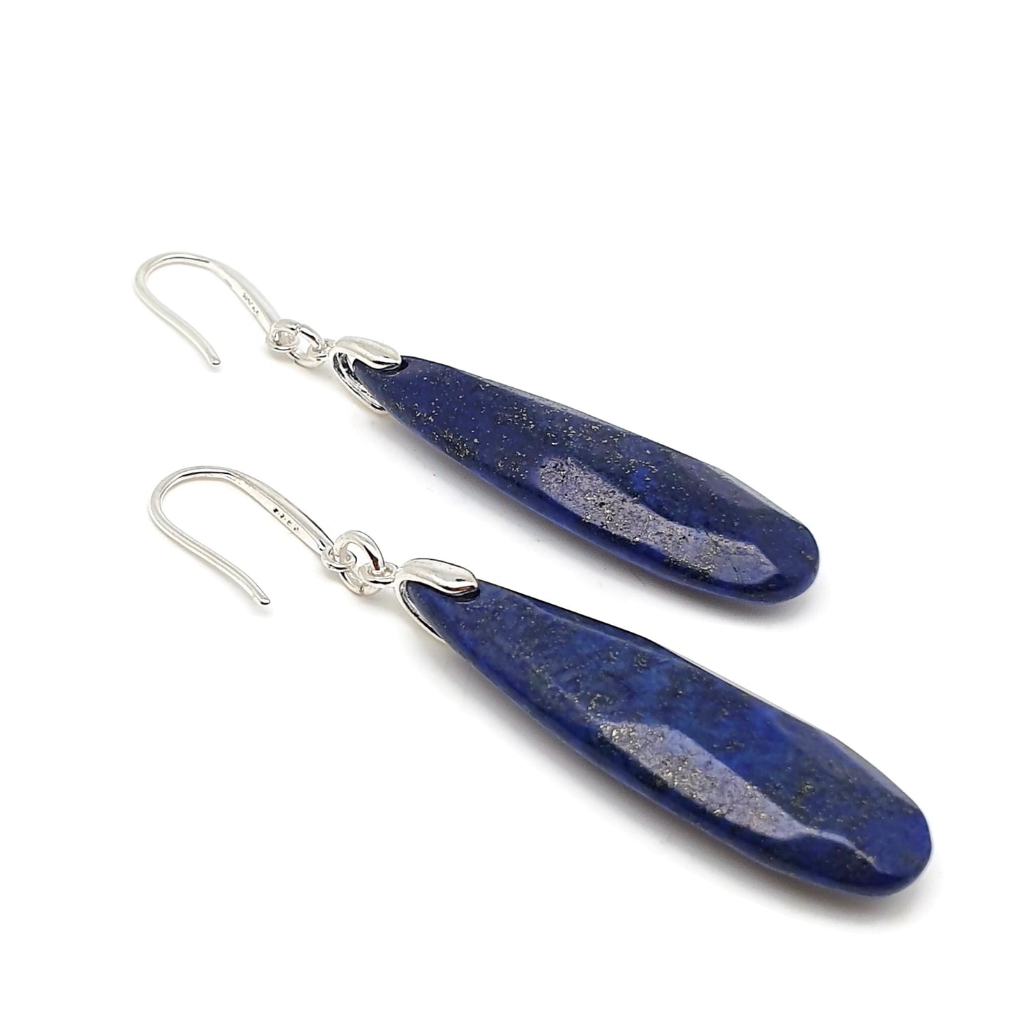 Natural Gemstone Teardrop Earrings Long Dangle Drop