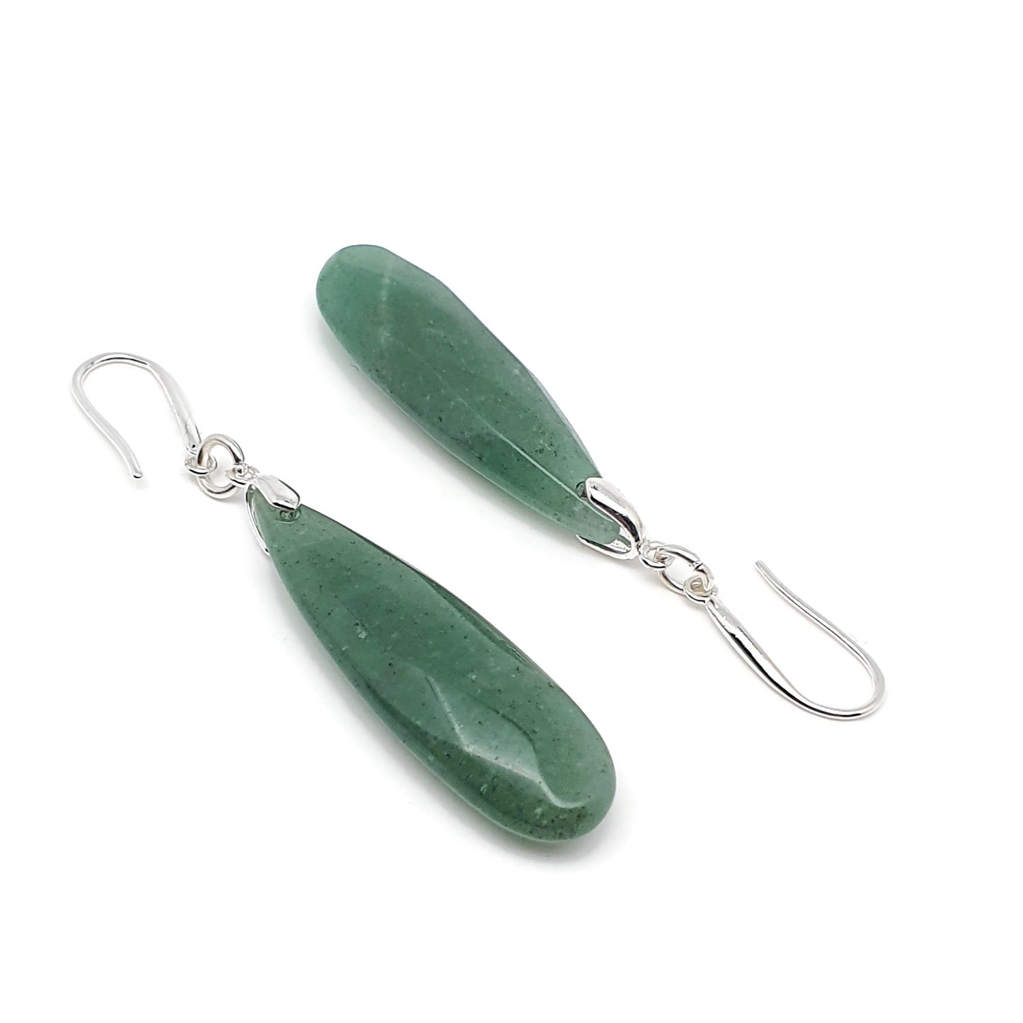 Natural Gemstone Teardrop Earrings Long Dangle Drop