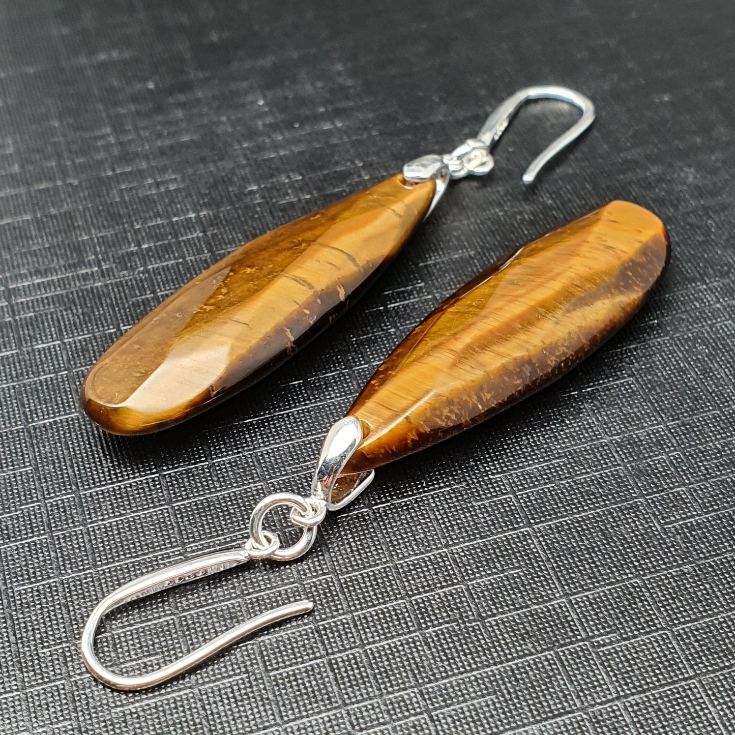 Natural Gemstone Teardrop Earrings Long Dangle Drop