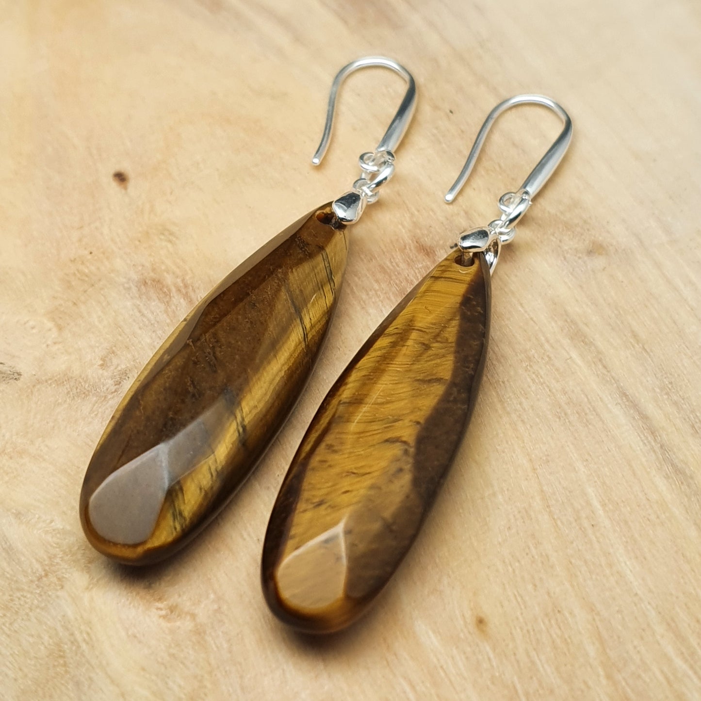 Natural Gemstone Teardrop Earrings Long Dangle Drop