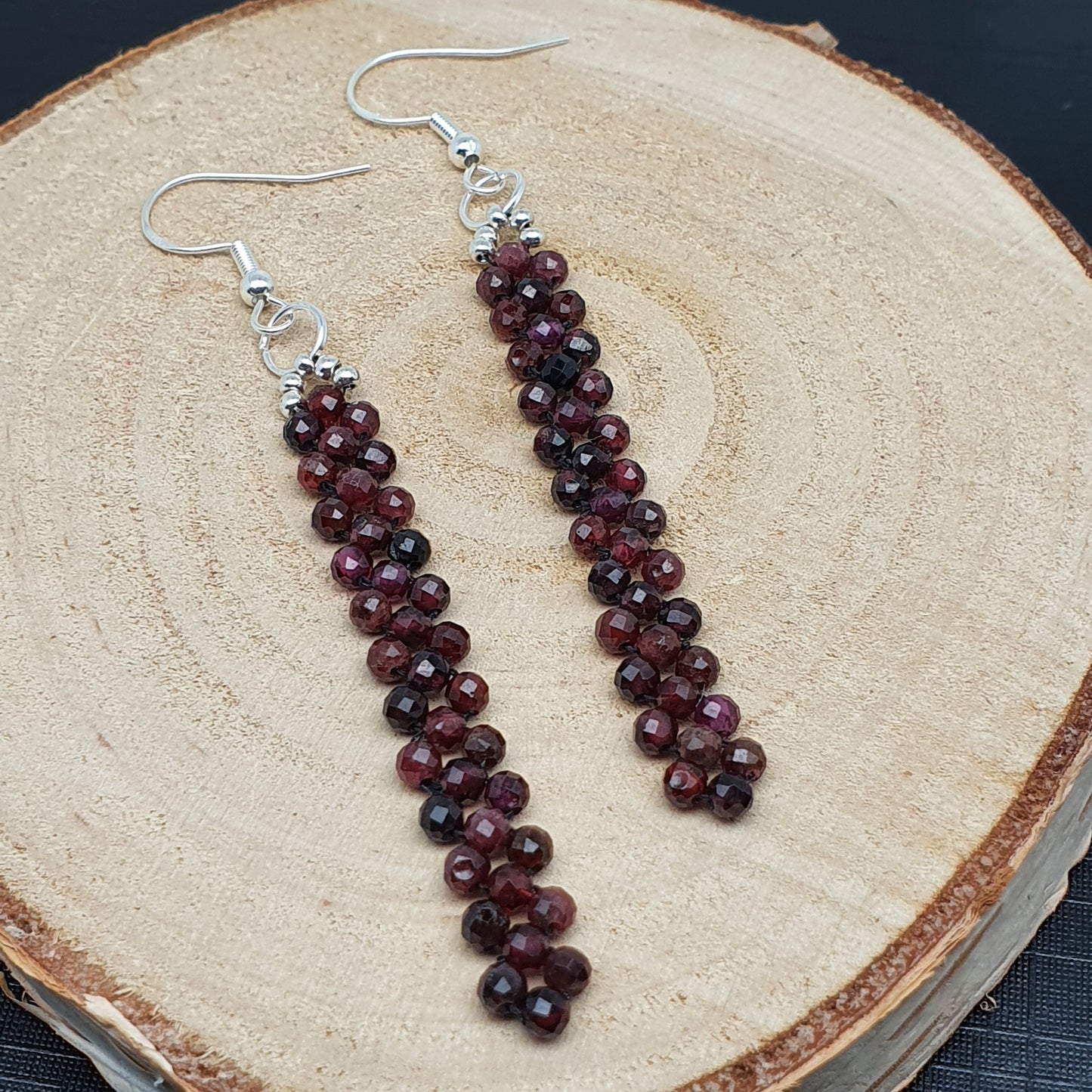 Beaded Gemstone Earrings Long Dangle Drop