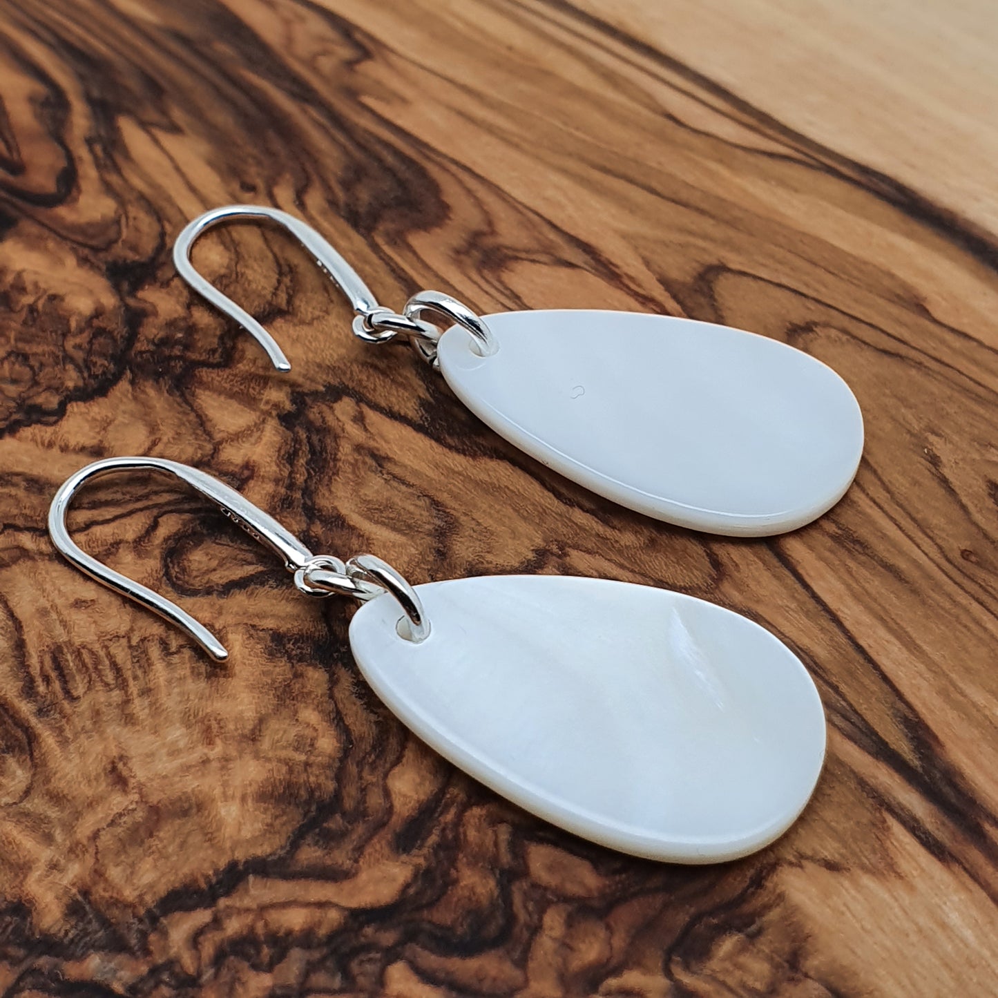 White Mother Of Pearl Teardrop Earrings Natural Shell Dangle Drop