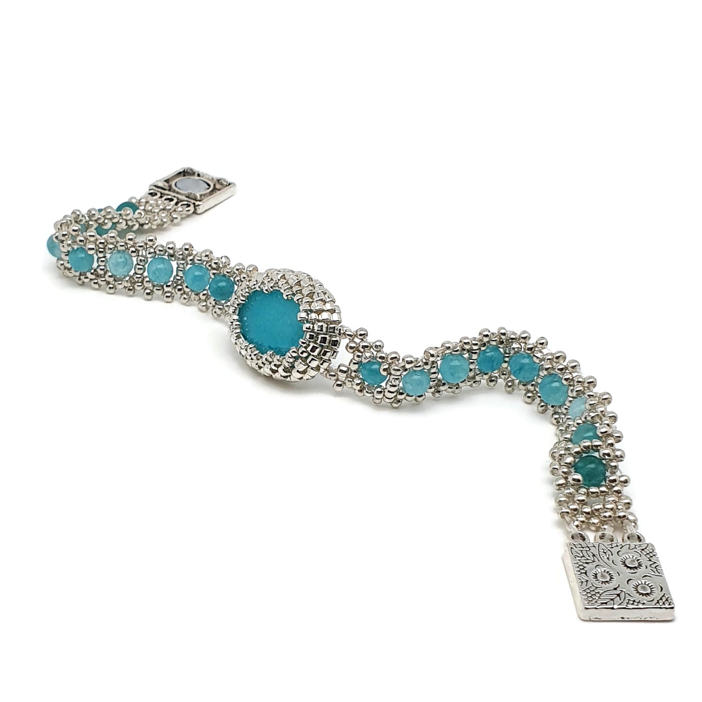 Blue Amazonite Interlaced Watch Bracelet Magnetic Clasp