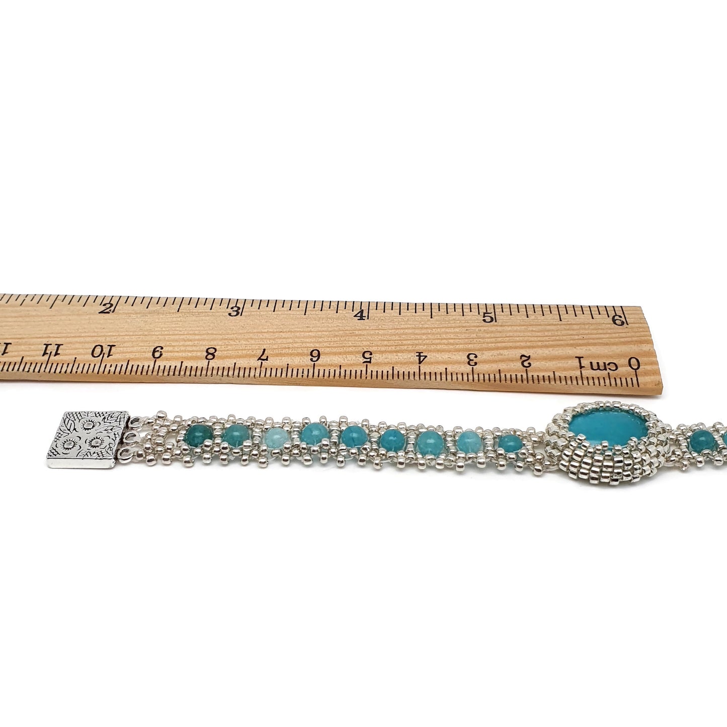 Blue Amazonite Interlaced Watch Bracelet Magnetic Clasp