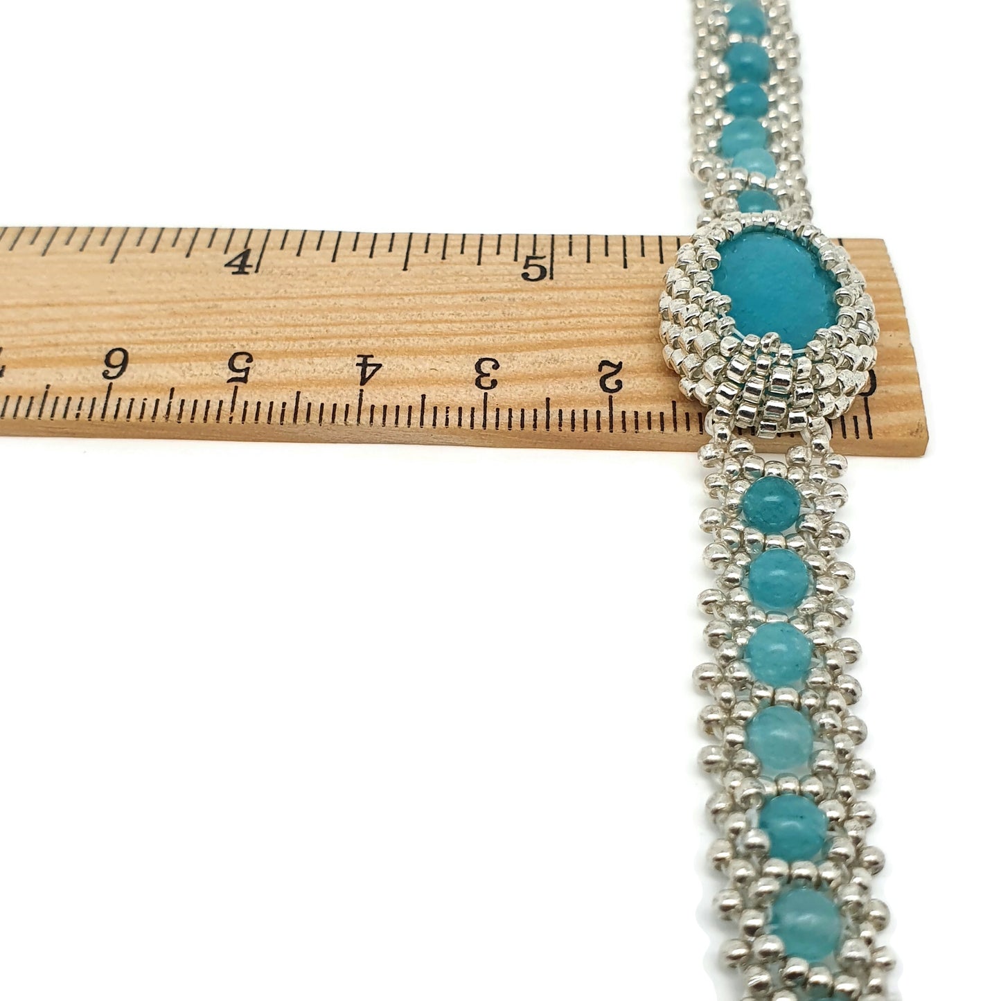 Blue Amazonite Interlaced Watch Bracelet Magnetic Clasp