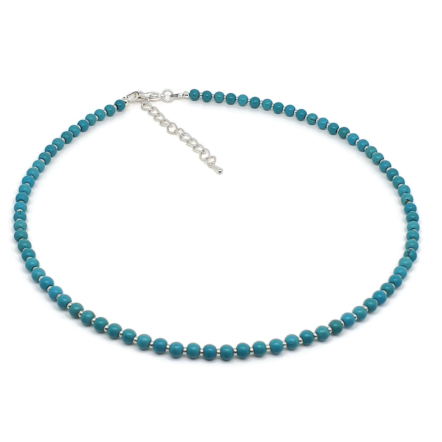 Turquoise Blue Dyed Howlite Collar Boho Beaded Necklace