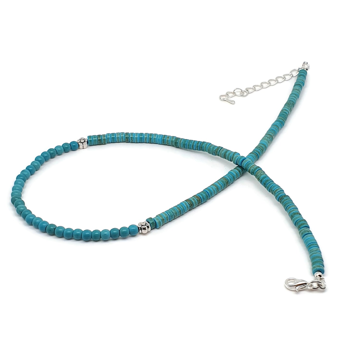 Turquoise Blue Dyed Howlite Collar Boho Beaded Necklace