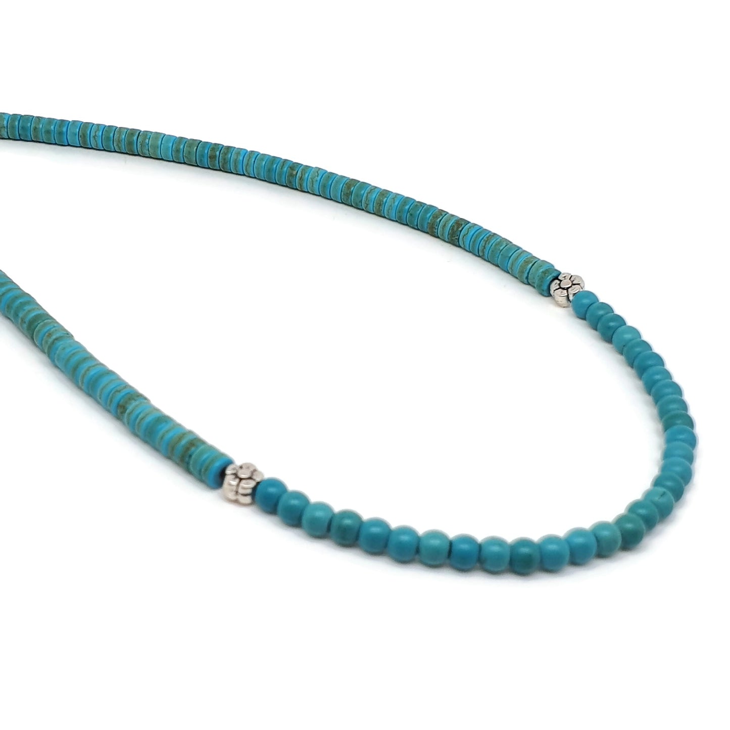 Turquoise Blue Dyed Howlite Collar Boho Beaded Necklace