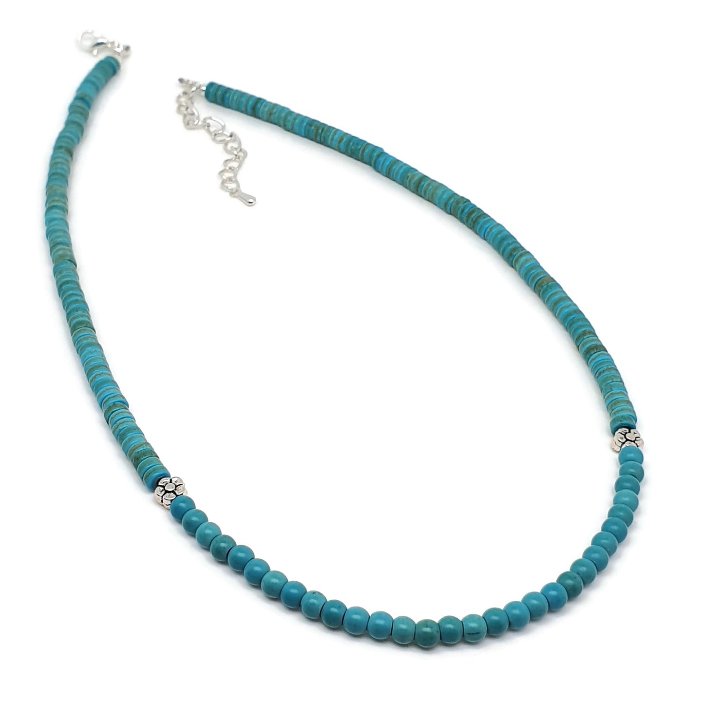 Turquoise Blue Dyed Howlite Collar Boho Beaded Necklace