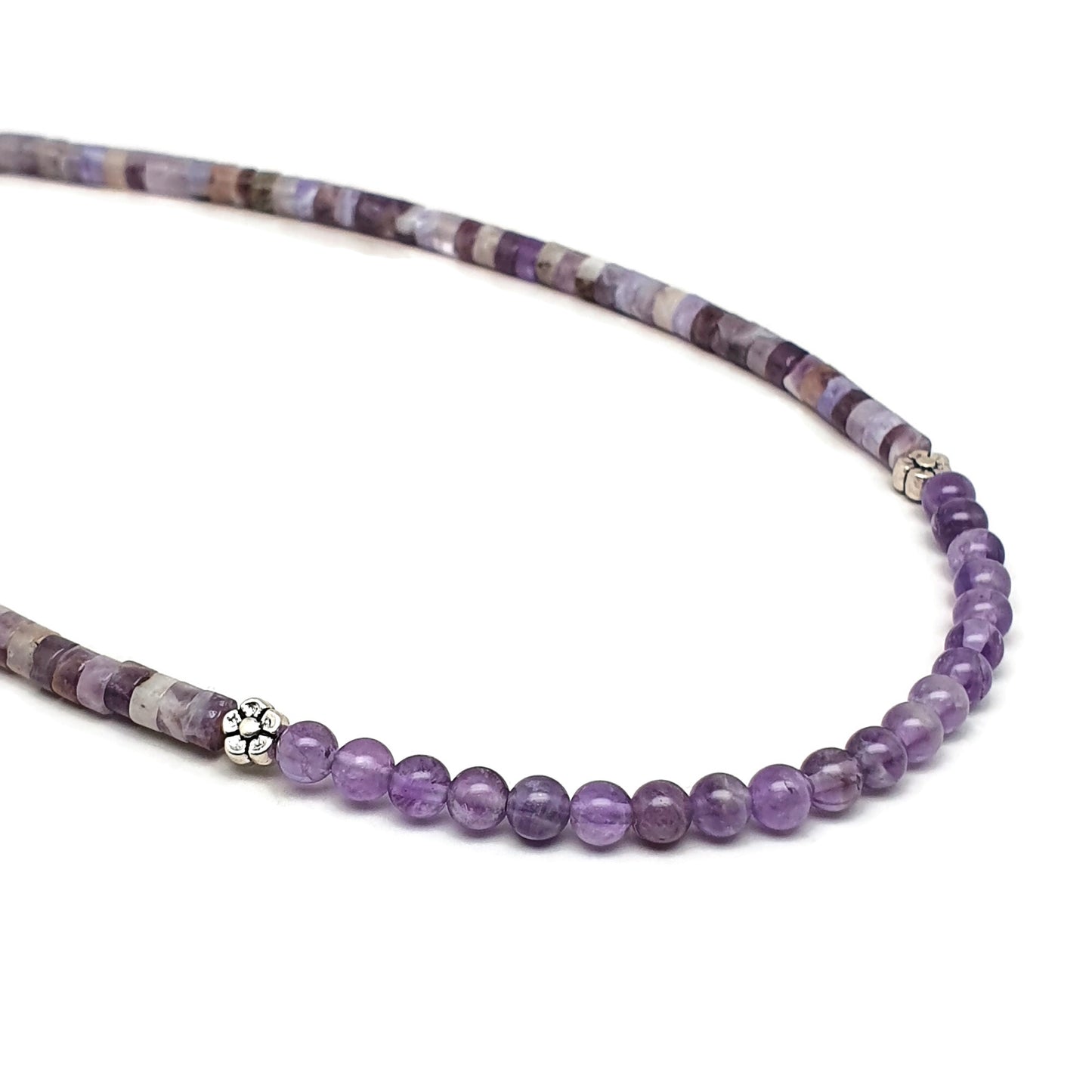 Purple Amethyst Short Collar Beaded Boho Necklace Adjustable Strand