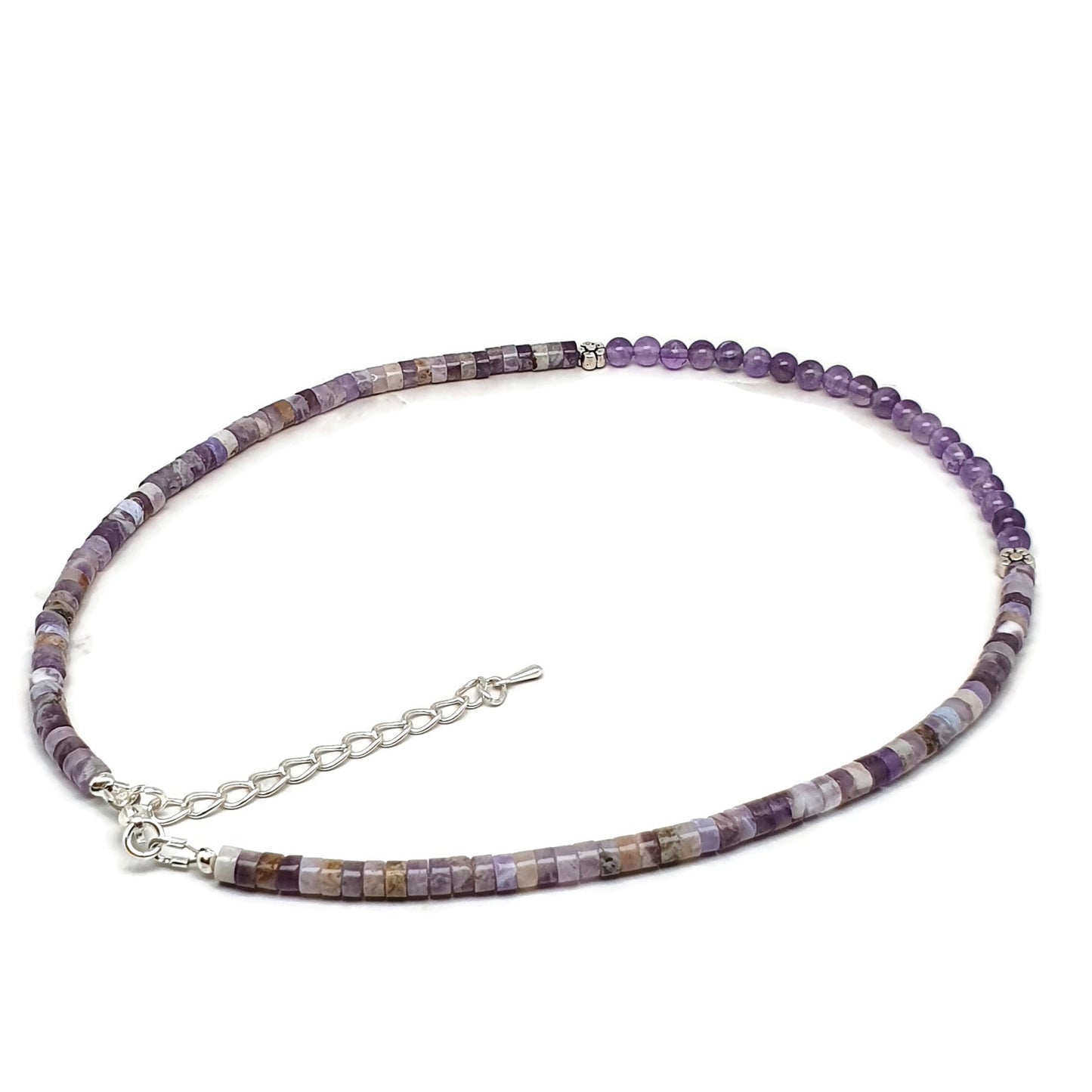 Purple Amethyst Short Collar Beaded Boho Necklace Adjustable Strand