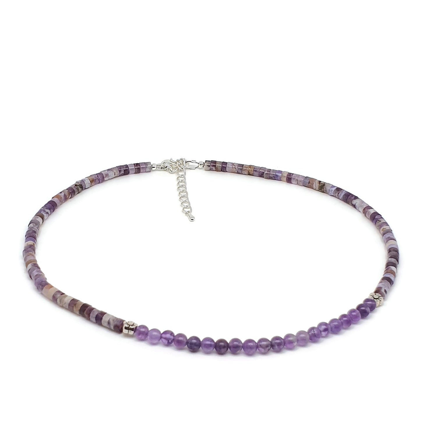 Purple Amethyst Short Collar Beaded Boho Necklace Adjustable Strand