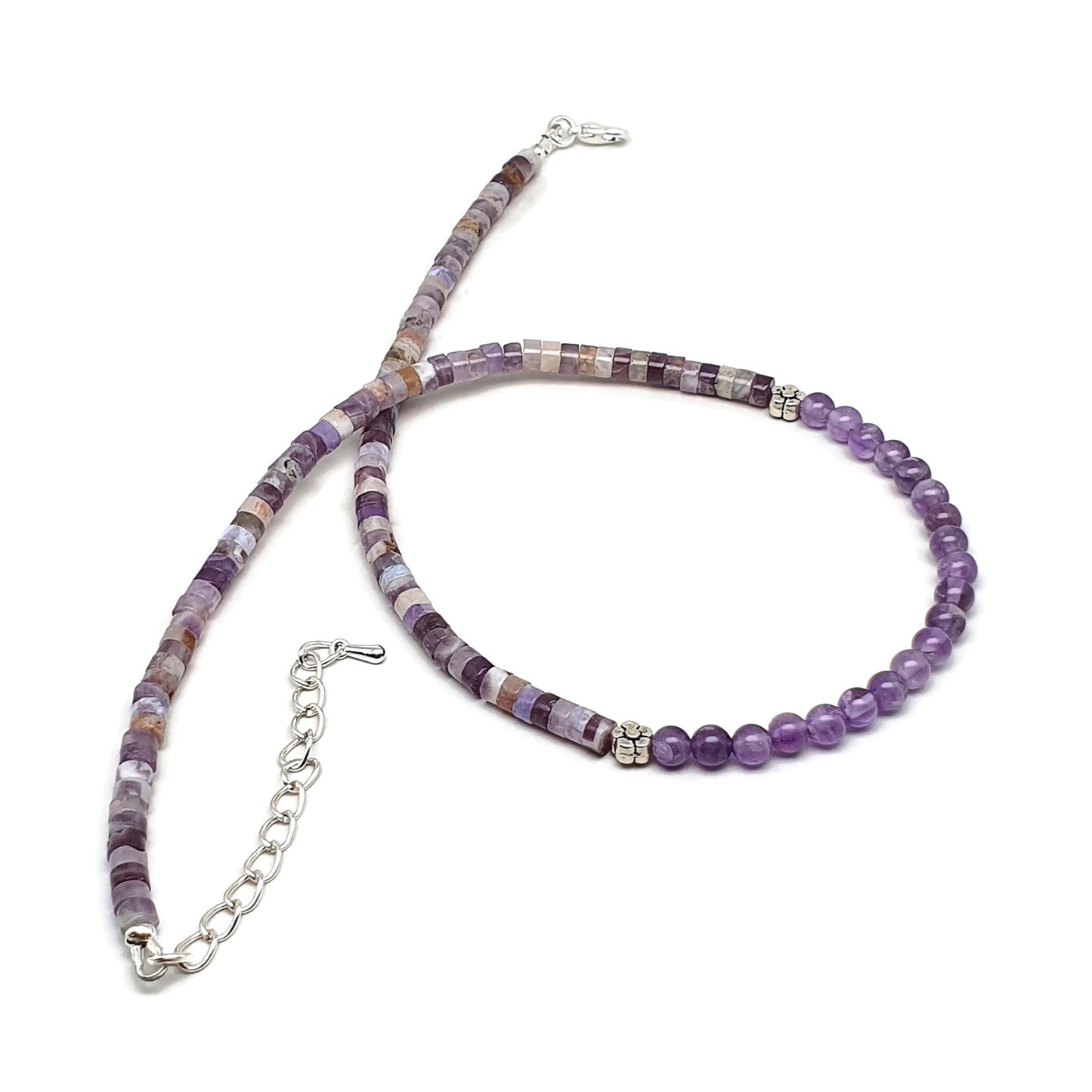 Purple Amethyst Short Collar Beaded Boho Necklace Adjustable Strand