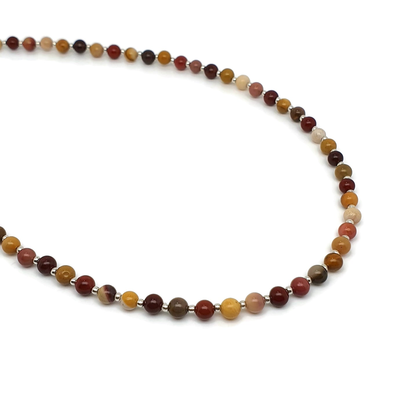 Colourful Mookaite Jasper Beaded Collar Necklace Silver Plated