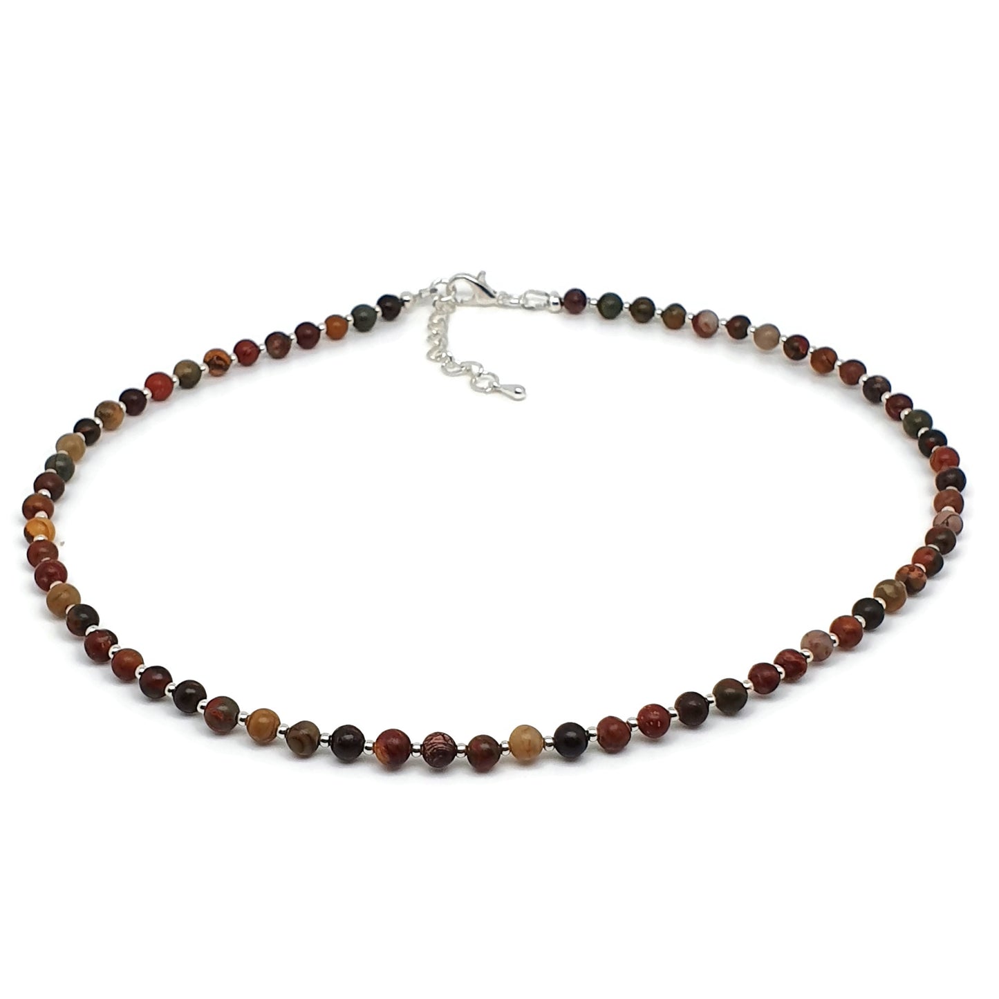 Natural Picasso Jasper Short Collar Beaded Necklace