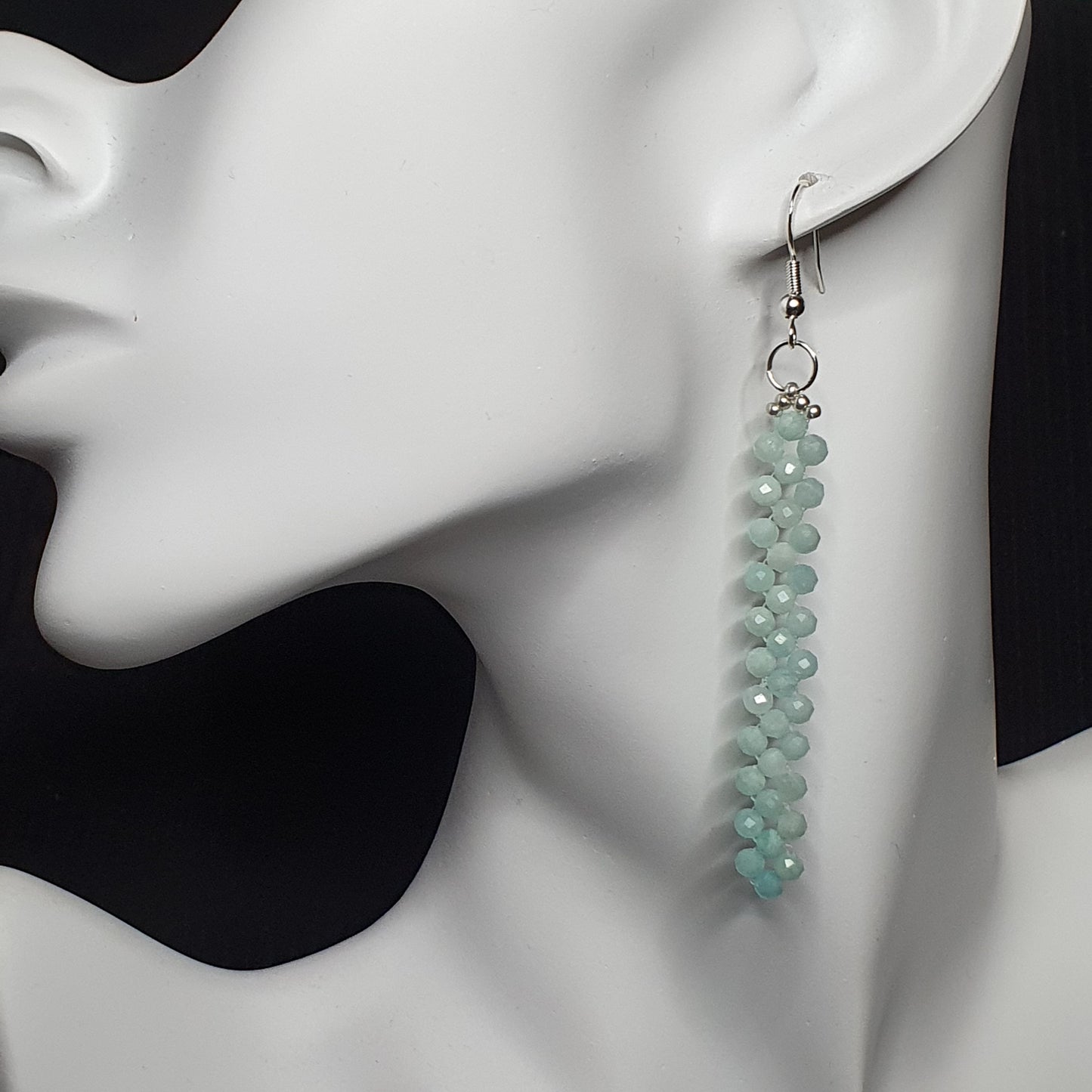 Beaded Gemstone Earrings Long Dangle Drop