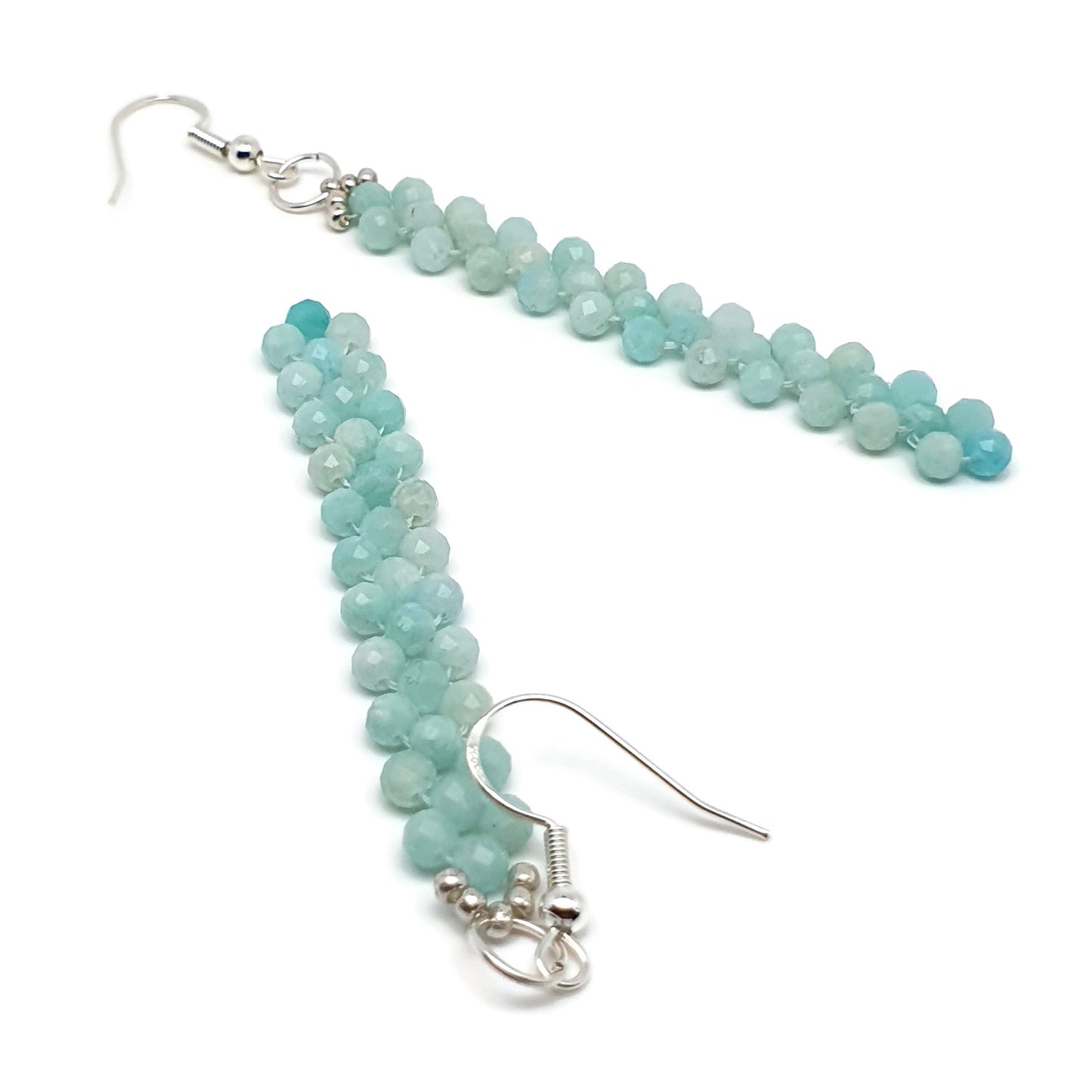 Beaded Gemstone Earrings Long Dangle Drop