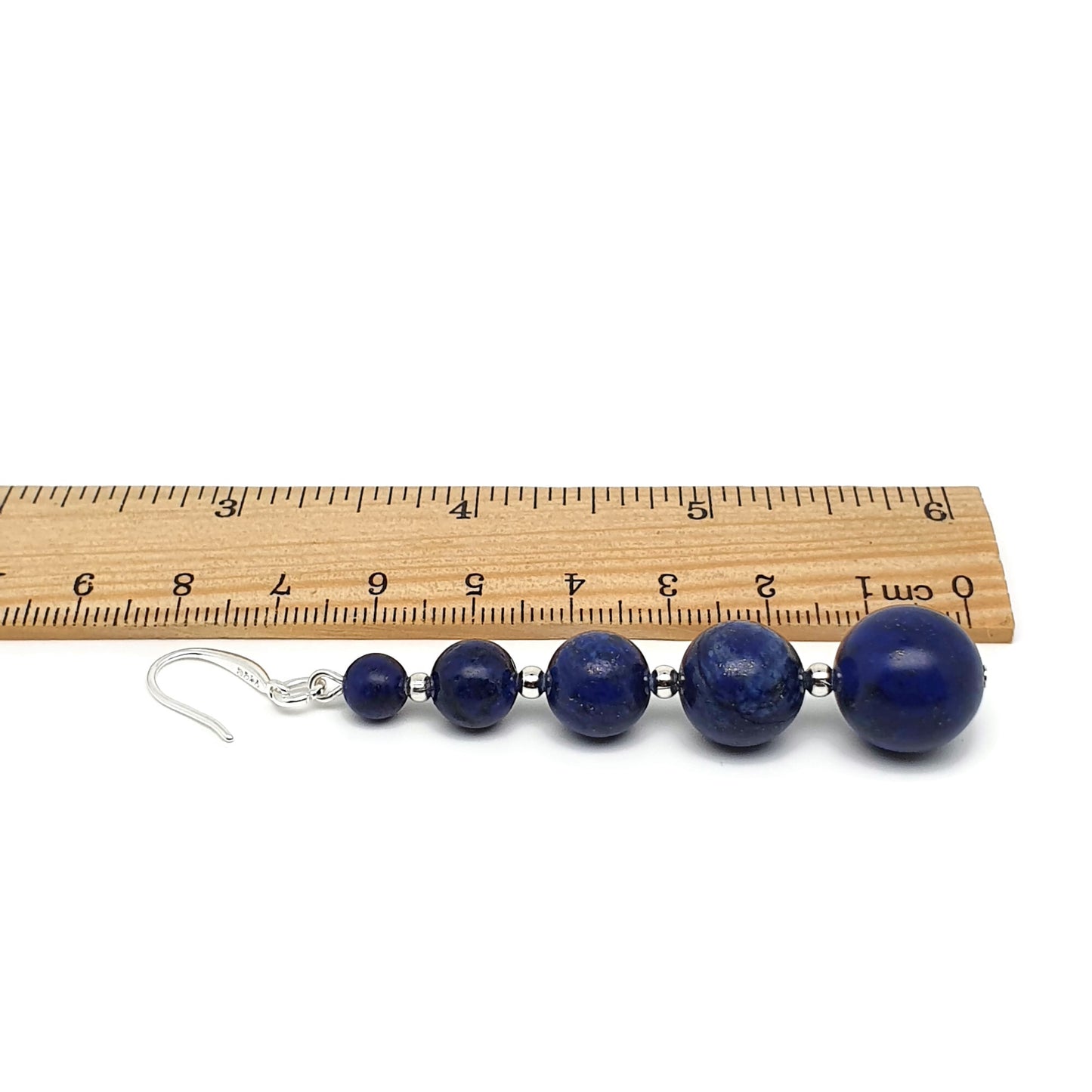 Blue Lapis Lazuli Beaded Graduated Boho Earrings Long Dangle Drop