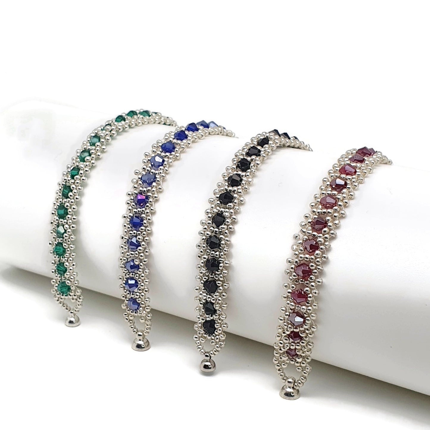 Sparkling Crystal Beaded Iterlaced Bracelet Magnetic Clasp