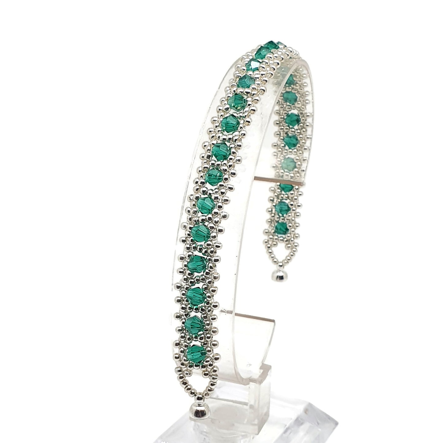 Sparkling Crystal Beaded Iterlaced Bracelet Magnetic Clasp