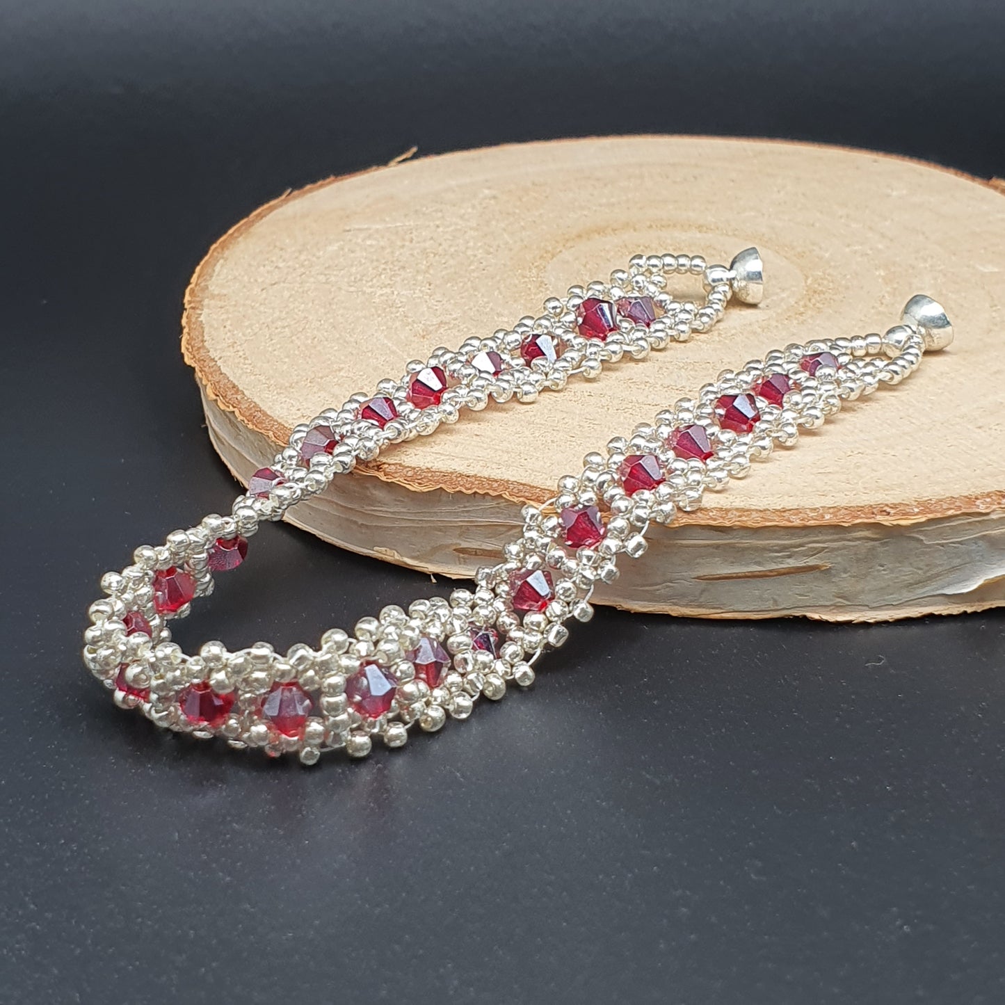 Sparkling Crystal Beaded Iterlaced Bracelet Magnetic Clasp