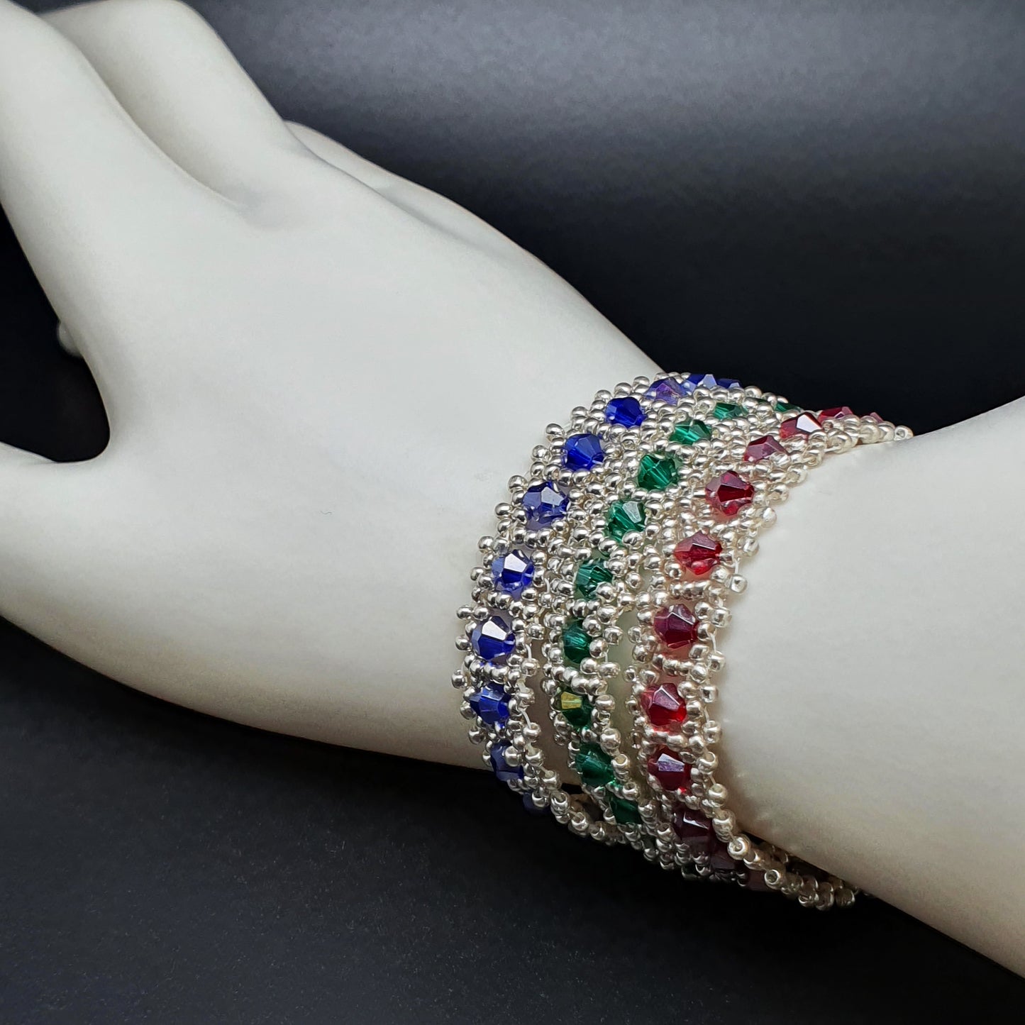 Sparkling Crystal Beaded Iterlaced Bracelet Magnetic Clasp