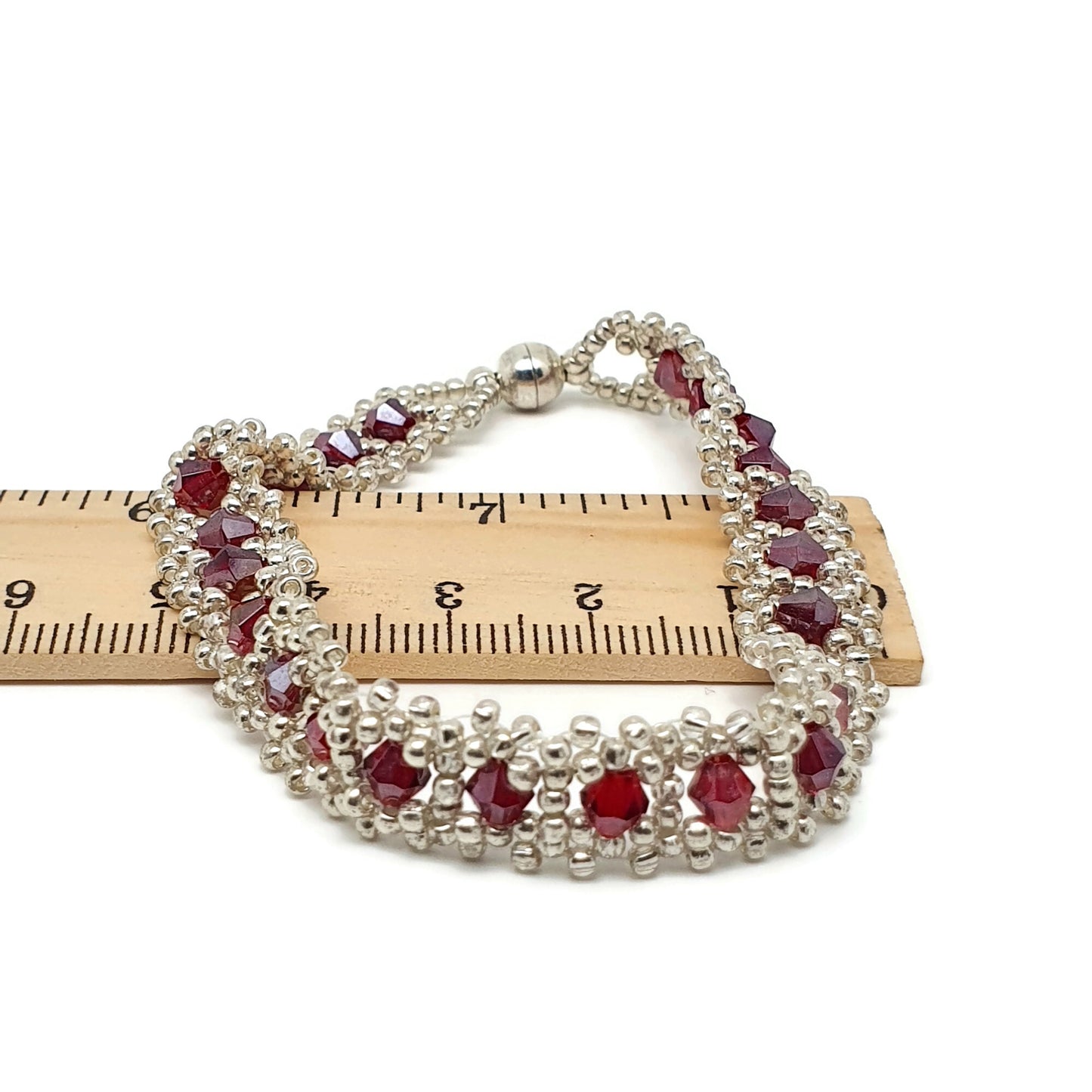 Sparkling Crystal Beaded Iterlaced Bracelet Magnetic Clasp