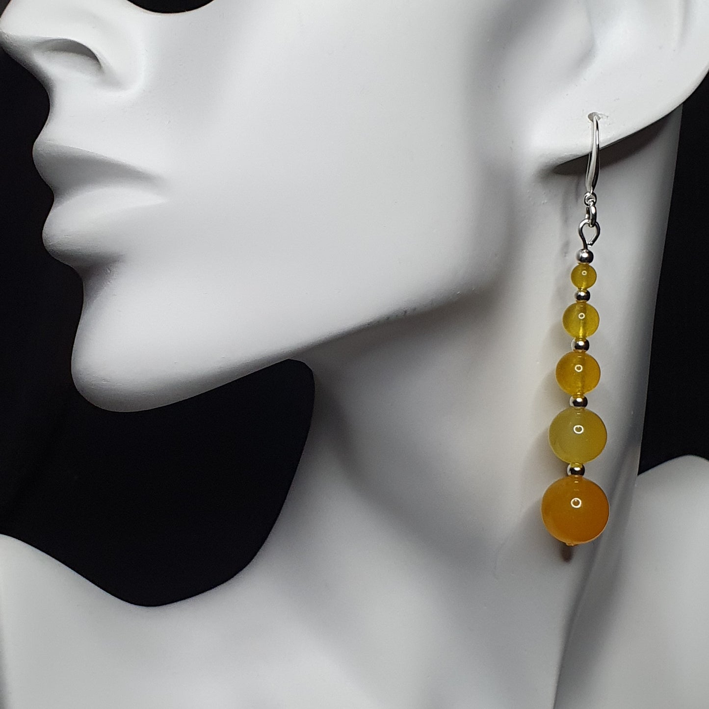 Colourful Chalcedony Beaded Graduated Long Dangle Drop Boho Earrings