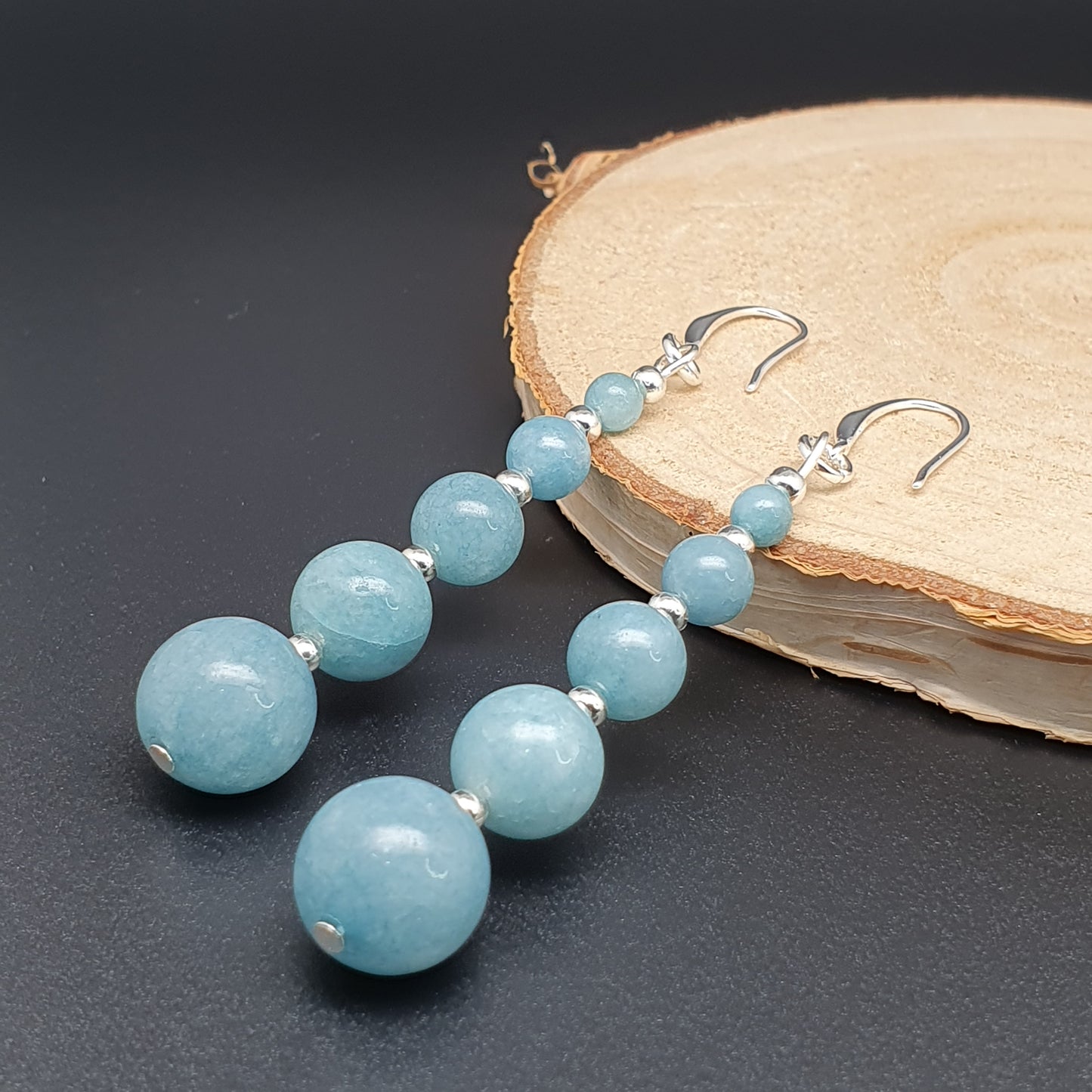 Colourful Chalcedony Beaded Graduated Long Dangle Drop Boho Earrings