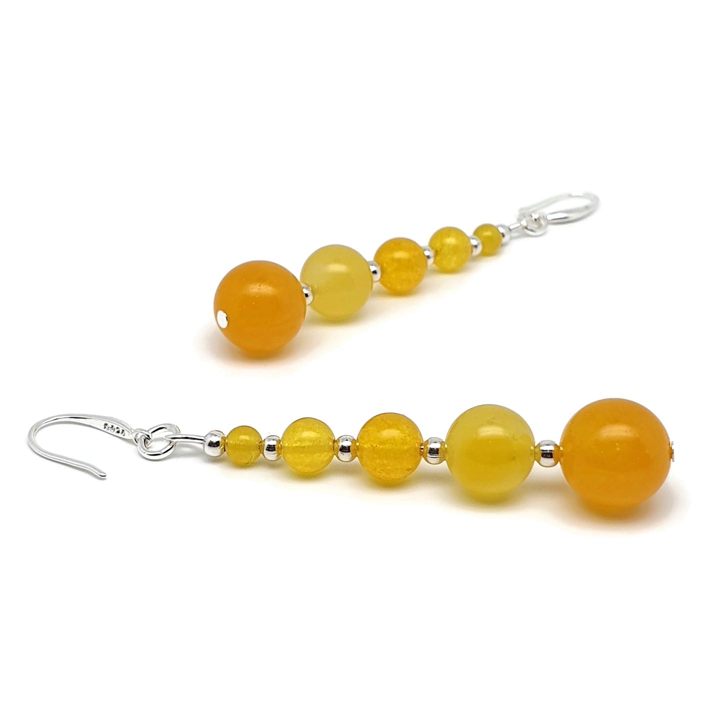 Colourful Chalcedony Beaded Graduated Long Dangle Drop Boho Earrings