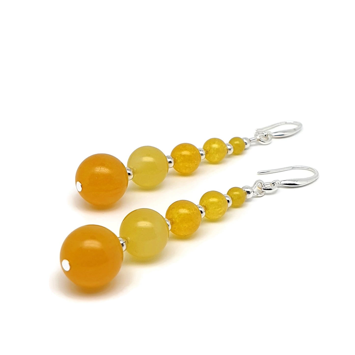 Colourful Chalcedony Beaded Graduated Long Dangle Drop Boho Earrings