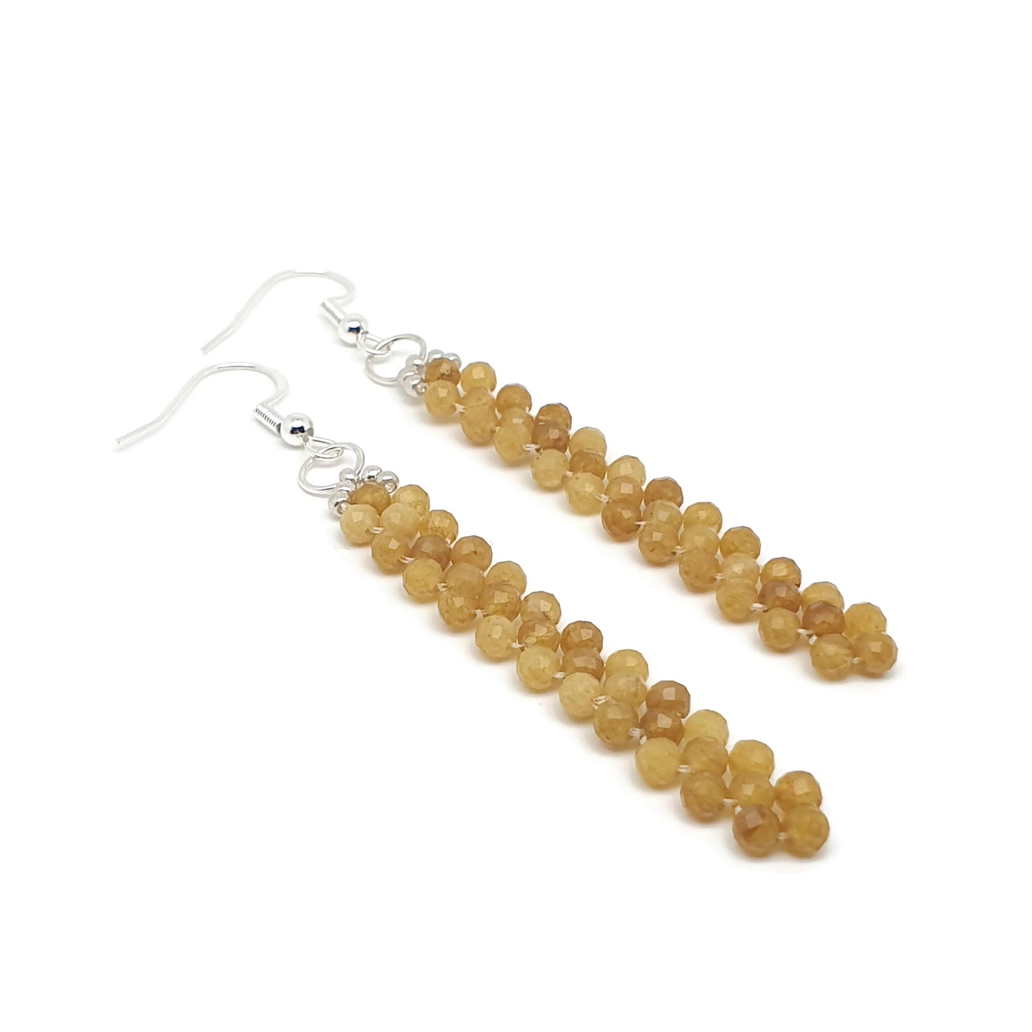 Beaded Gemstone Earrings Long Dangle Drop