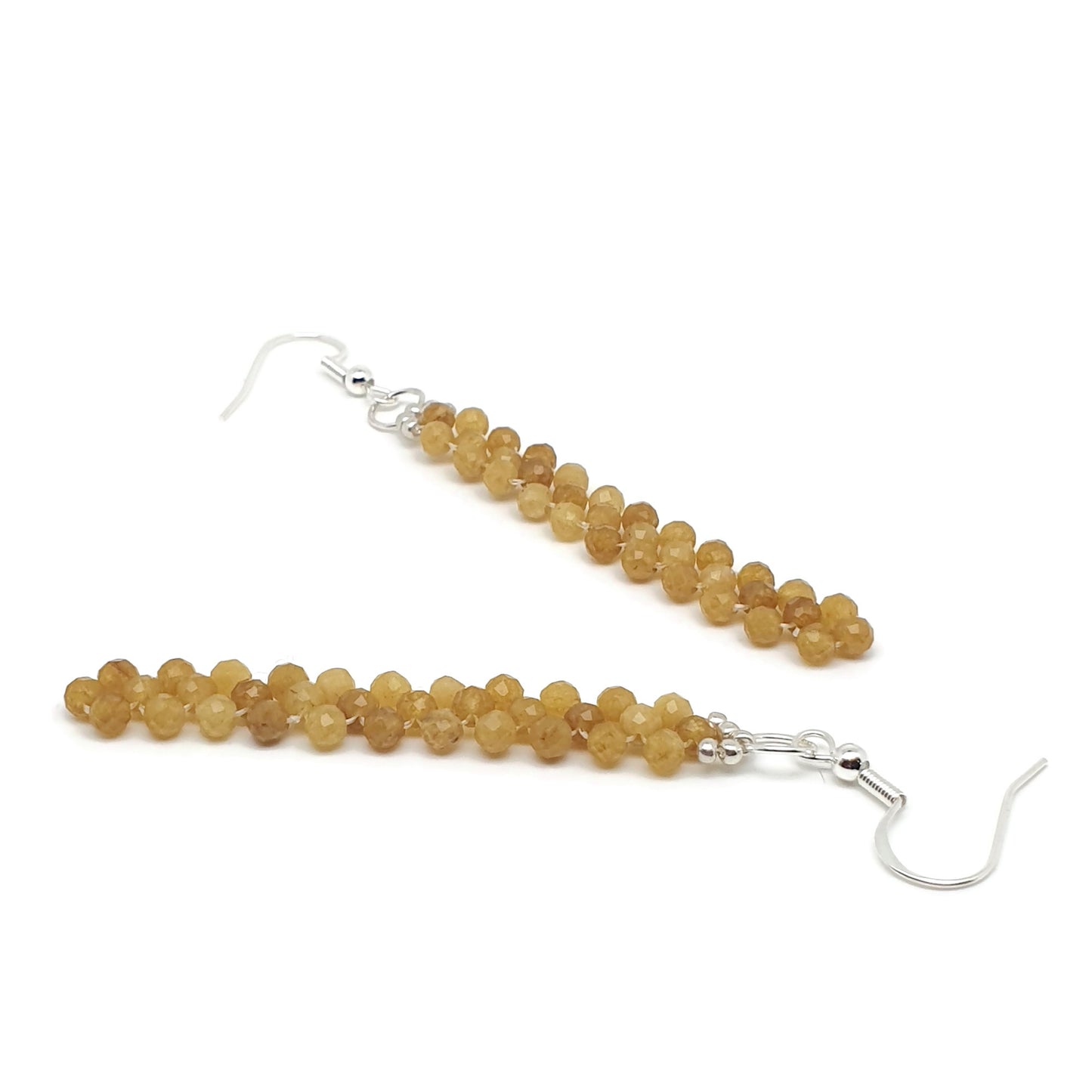 Beaded Gemstone Earrings Long Dangle Drop