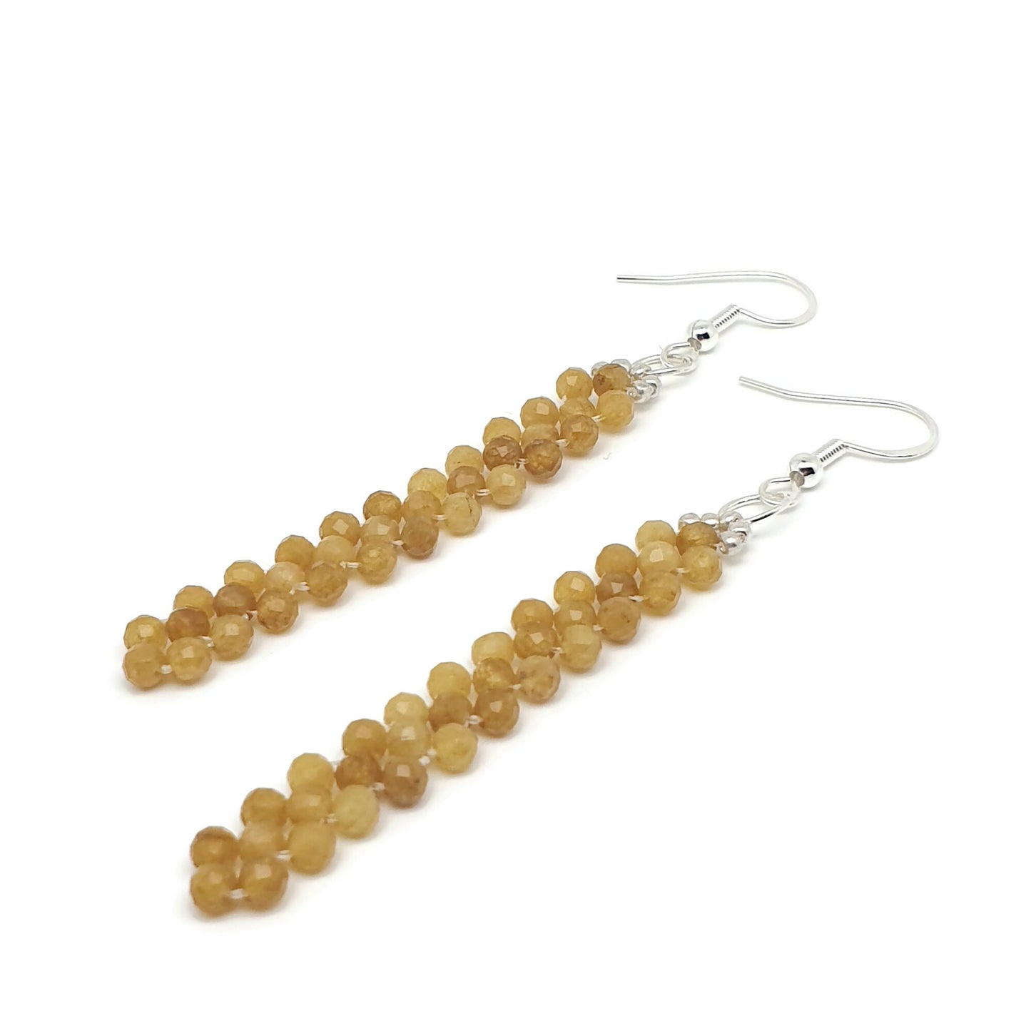 Beaded Gemstone Earrings Long Dangle Drop