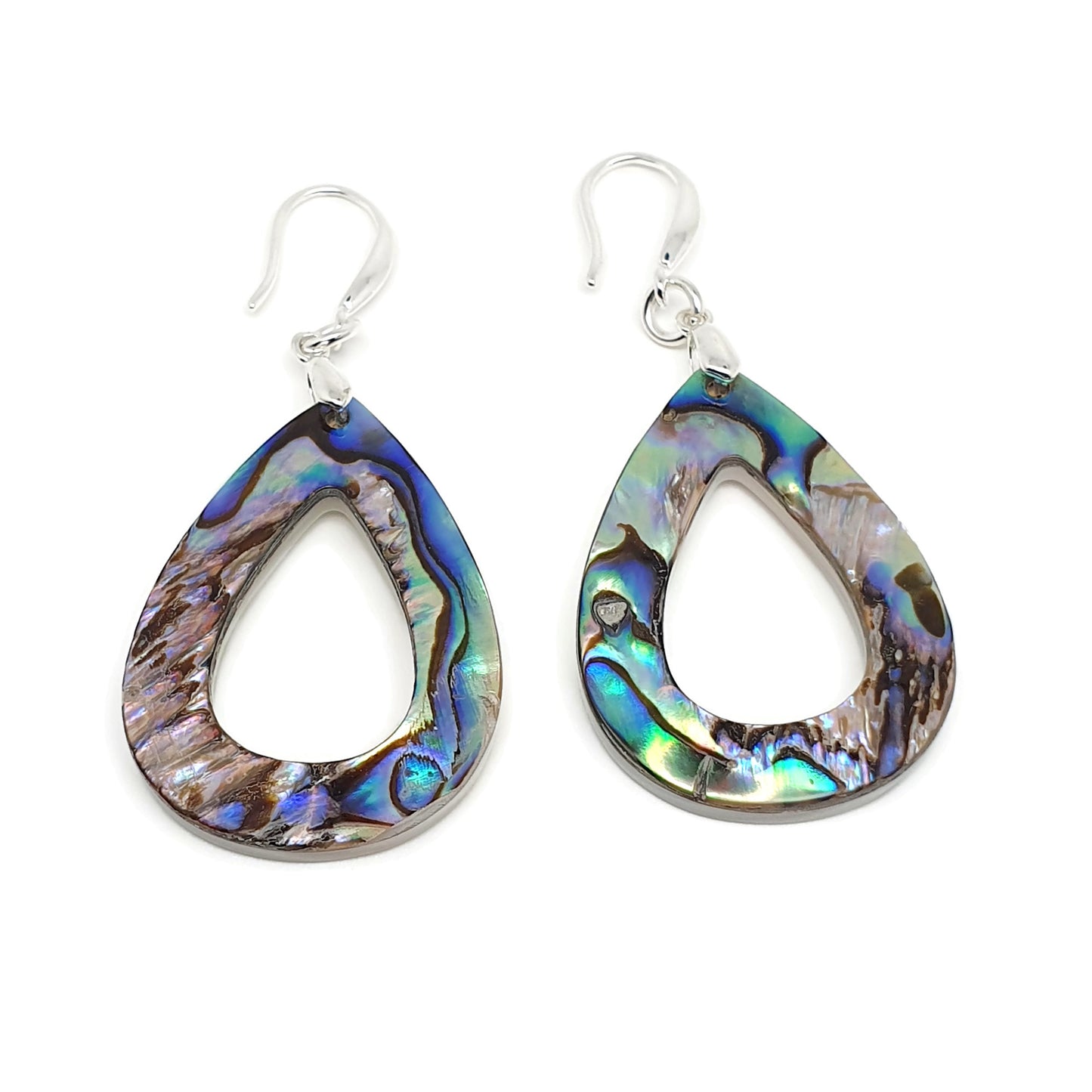 Rainbow Paua Abalone Teardrop Earrings Natural Sea Shell Long Dangle Drop