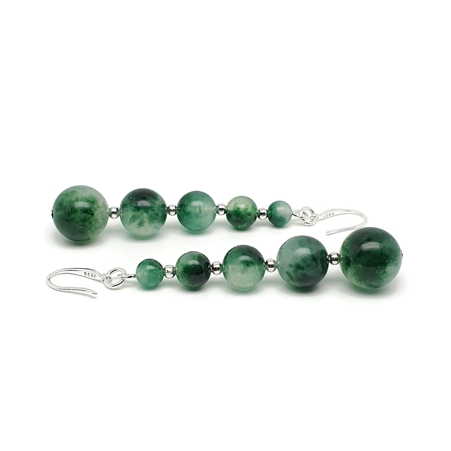 Green Tourmaline Beaded Graduated Boho Earrings Long Dangle Drop