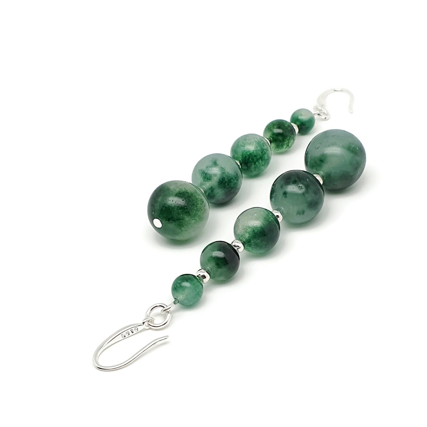 Green Tourmaline Beaded Graduated Boho Earrings Long Dangle Drop