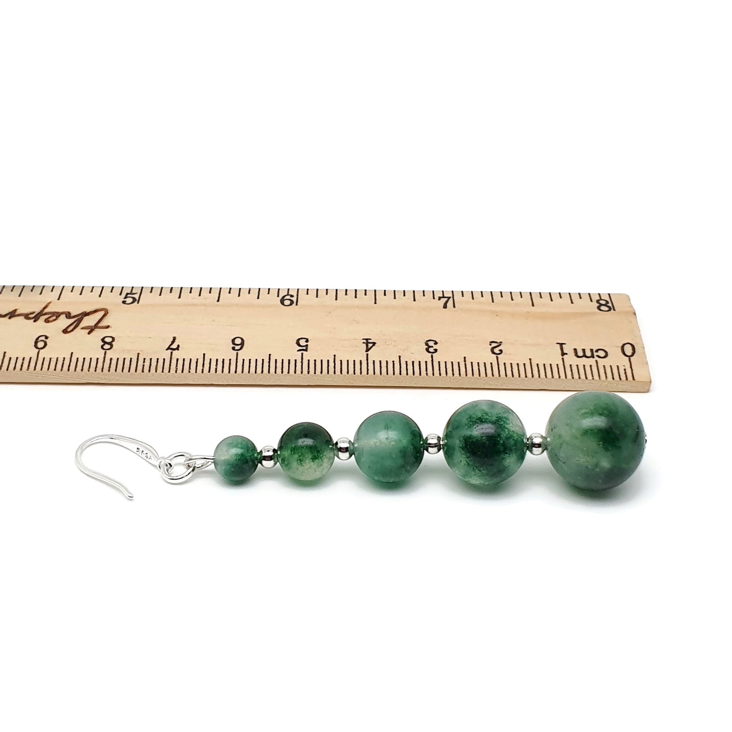 Green Tourmaline Beaded Graduated Boho Earrings Long Dangle Drop