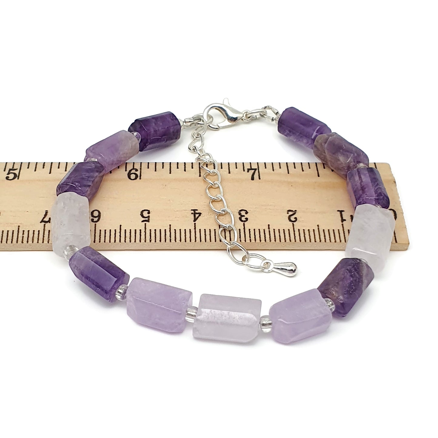 Purple Amethyst Beaded Boho Bracelet Adjustable Length