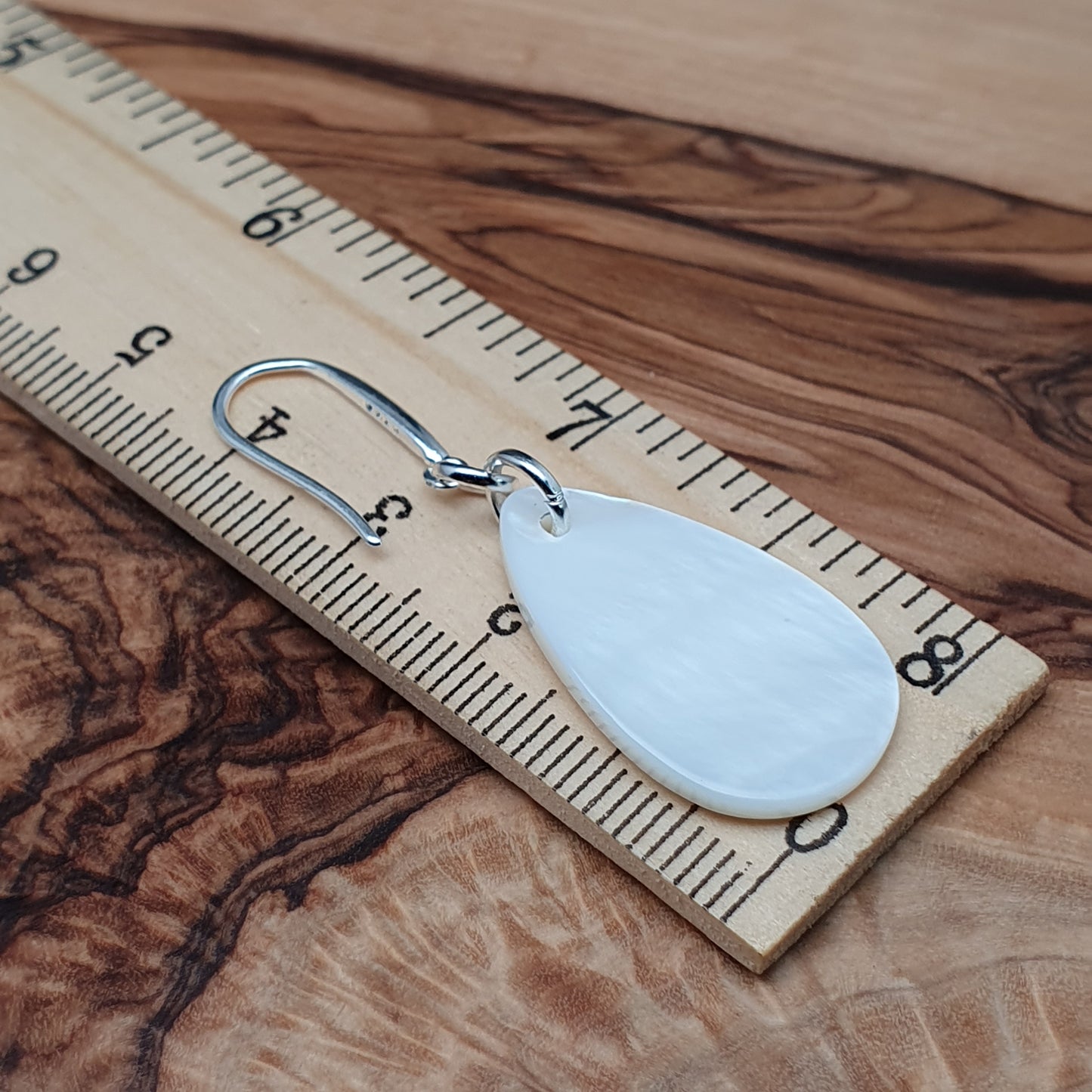 White Mother Of Pearl Teardrop Earrings Natural Shell Dangle Drop