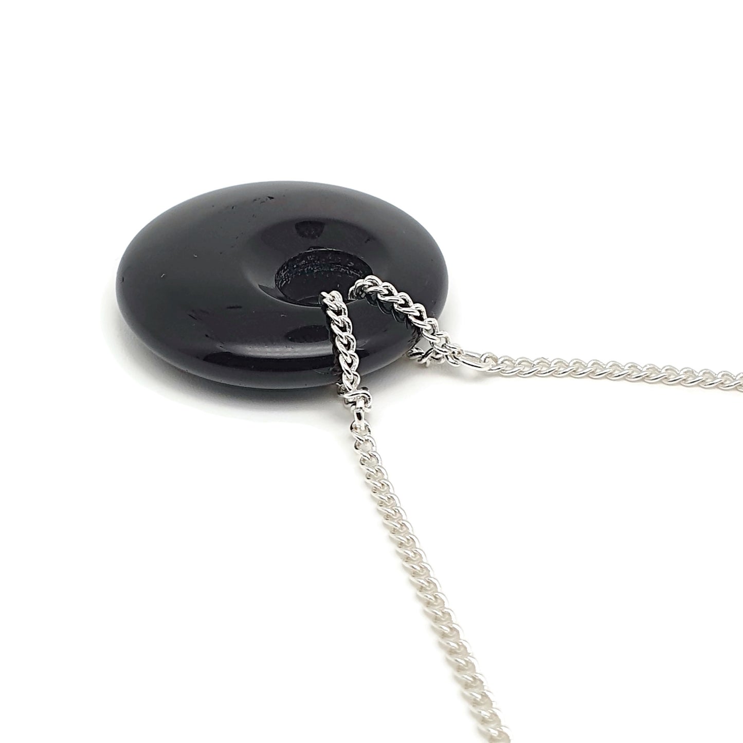 Black Obsidian Collar Boho Necklace Silver Plated Adjustable Chain