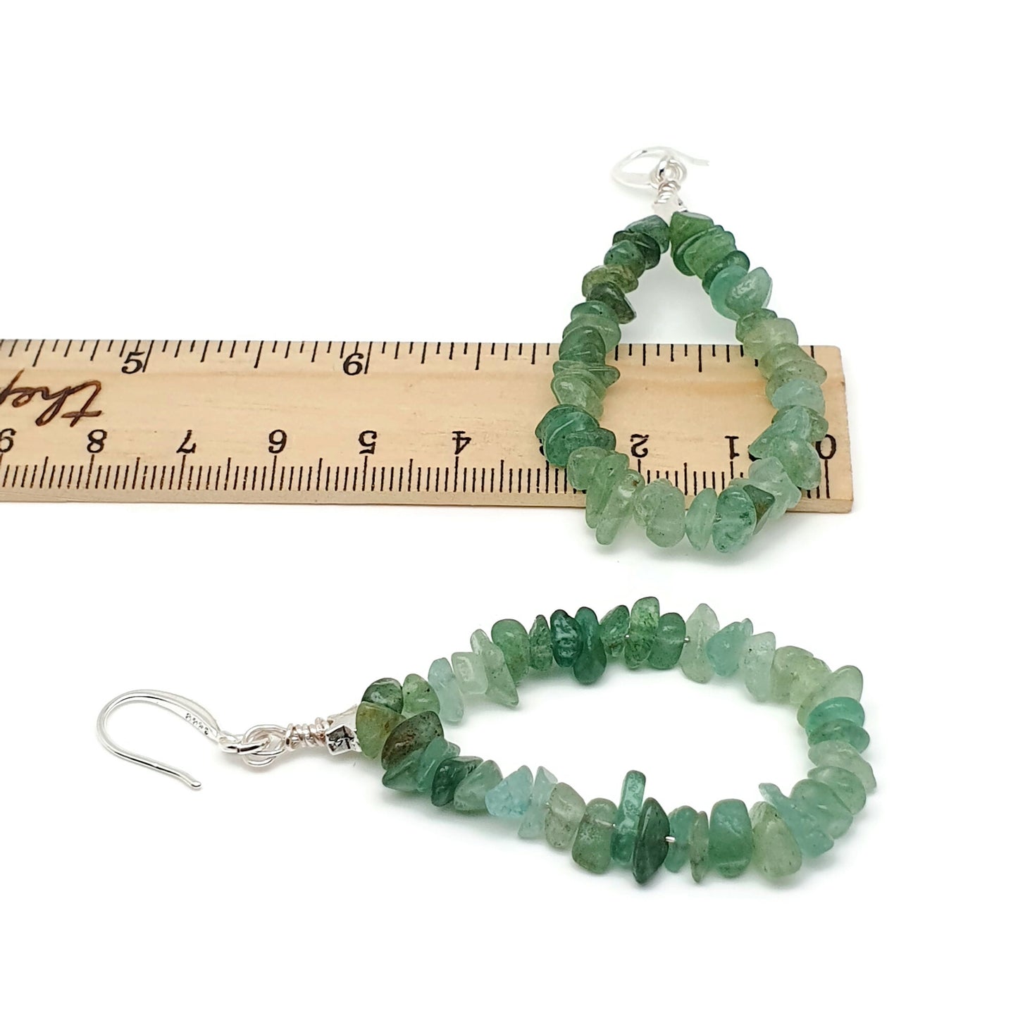 Green Aventurine Teardrop Boho Earrings Long Dangle Drop Beaded Crystal Nuggets