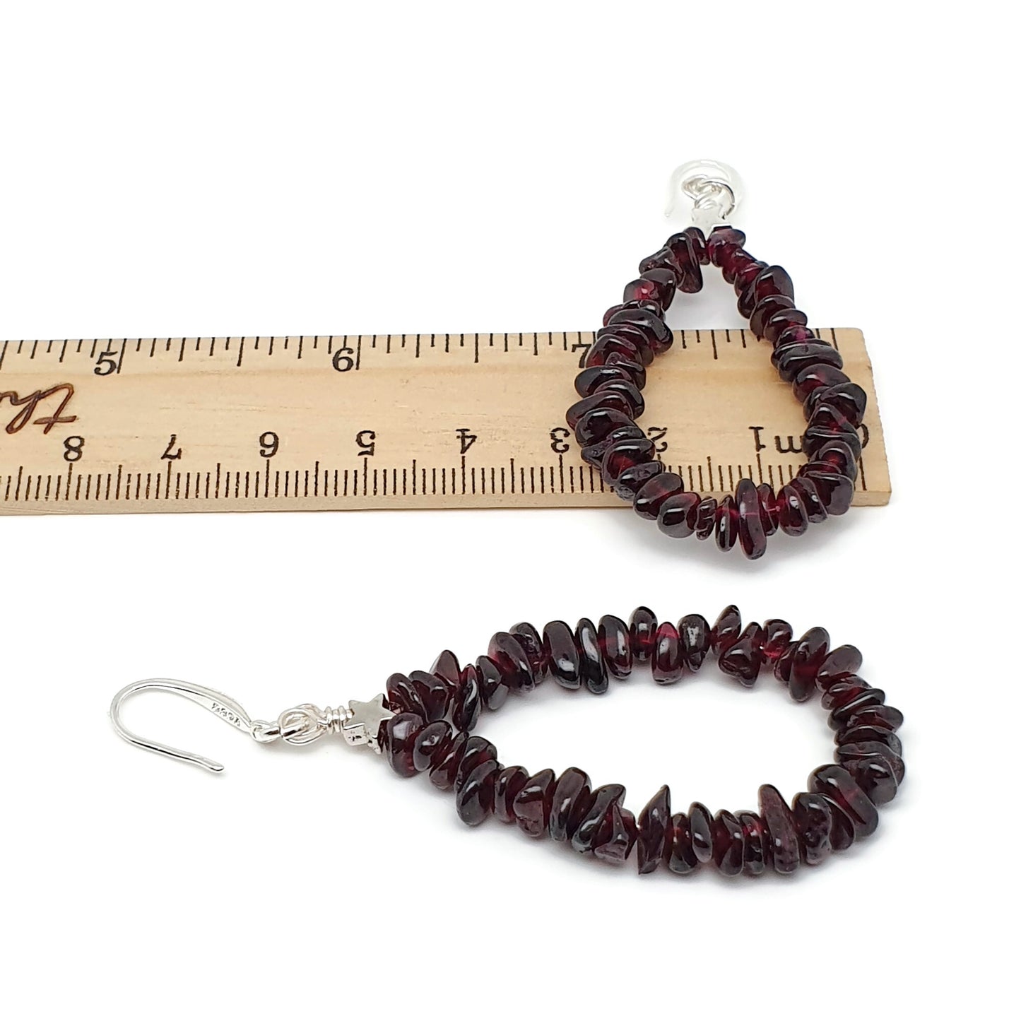 Red Garnet Teardrop Boho Earrings Long Dangle Drop Beaded Crystal Nuggets