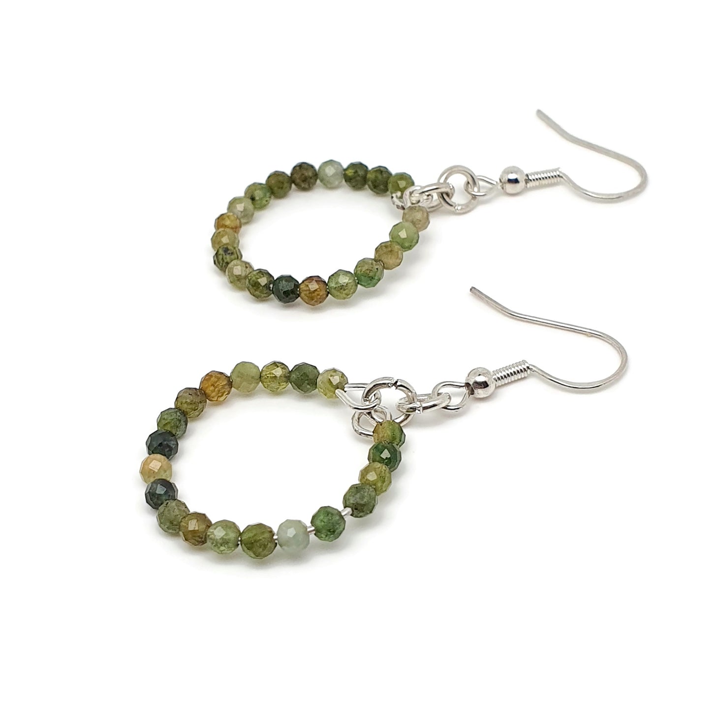 Colourful Tourmaline Beaded Hoop Earrings Dangle Drop