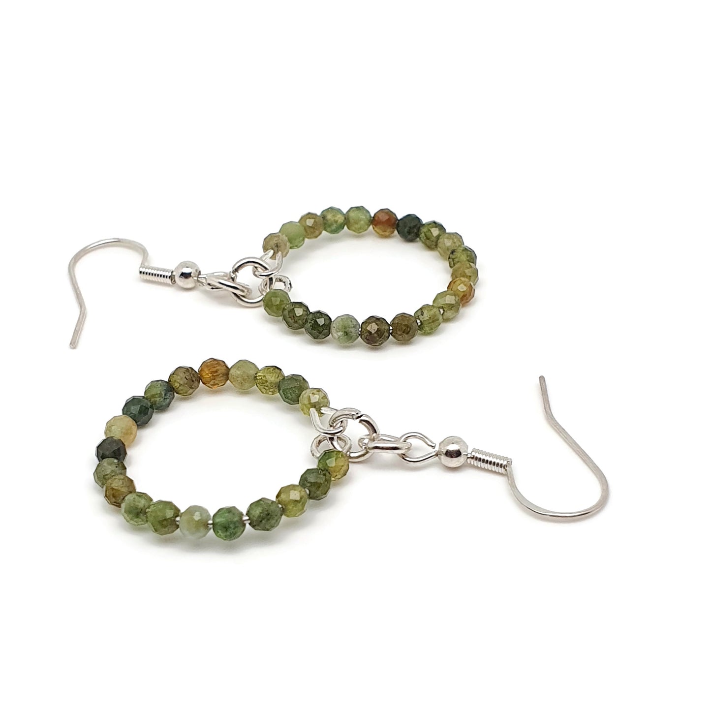 Colourful Tourmaline Beaded Hoop Earrings Dangle Drop